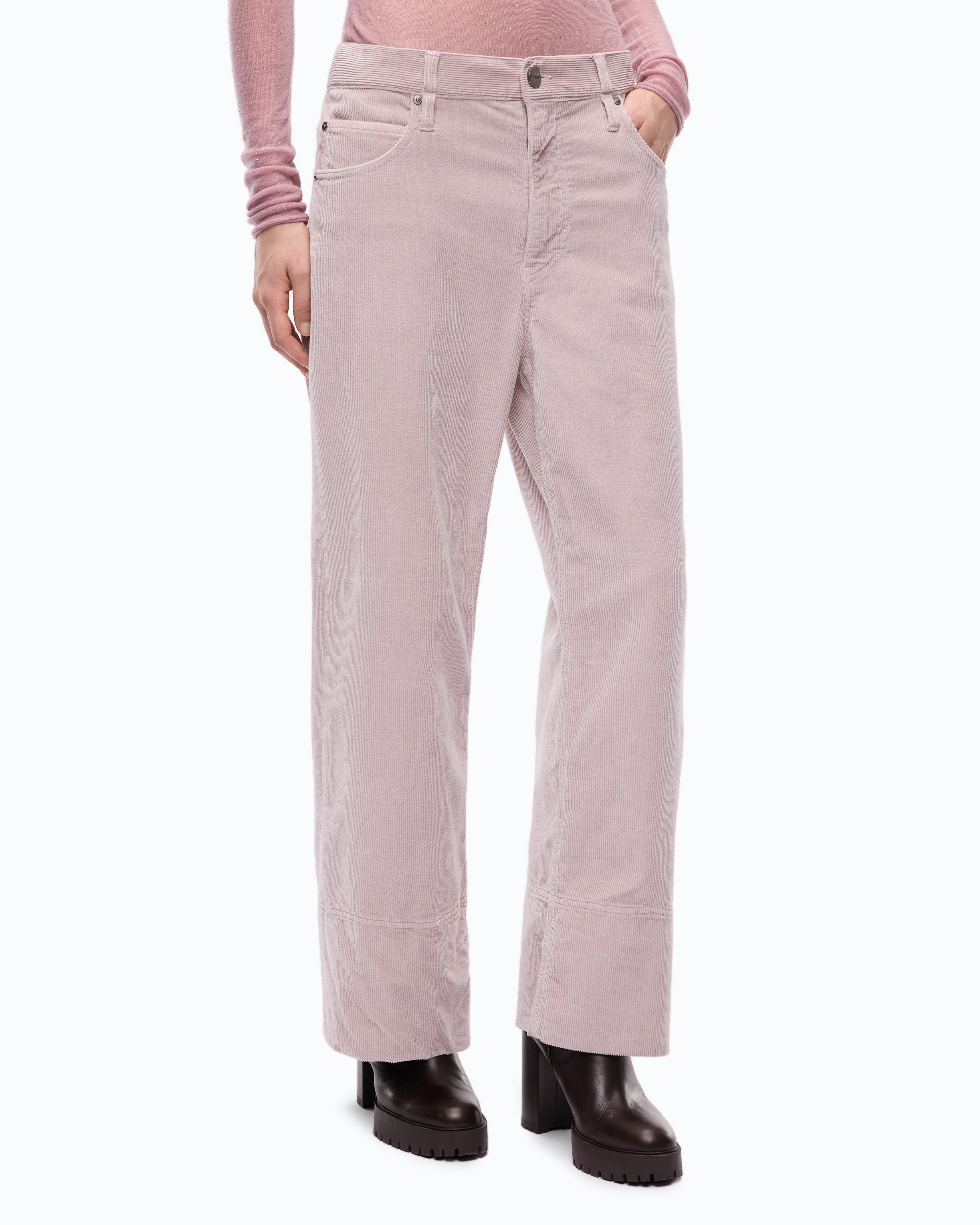 Pinko Cyntia Cropped spodnie sztruksowe z paskiem