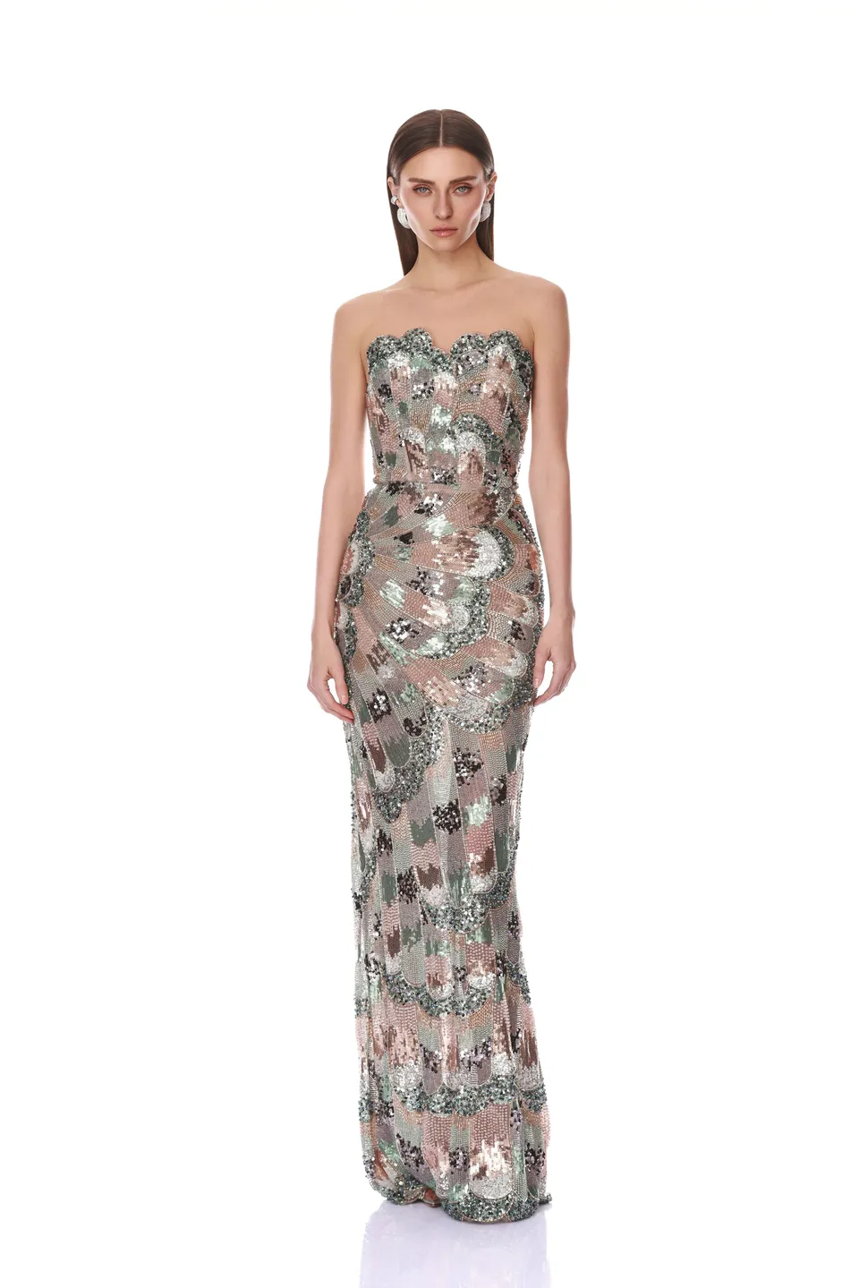 Bronx and Banco Strapless Embellished sukienka maxi niebieska