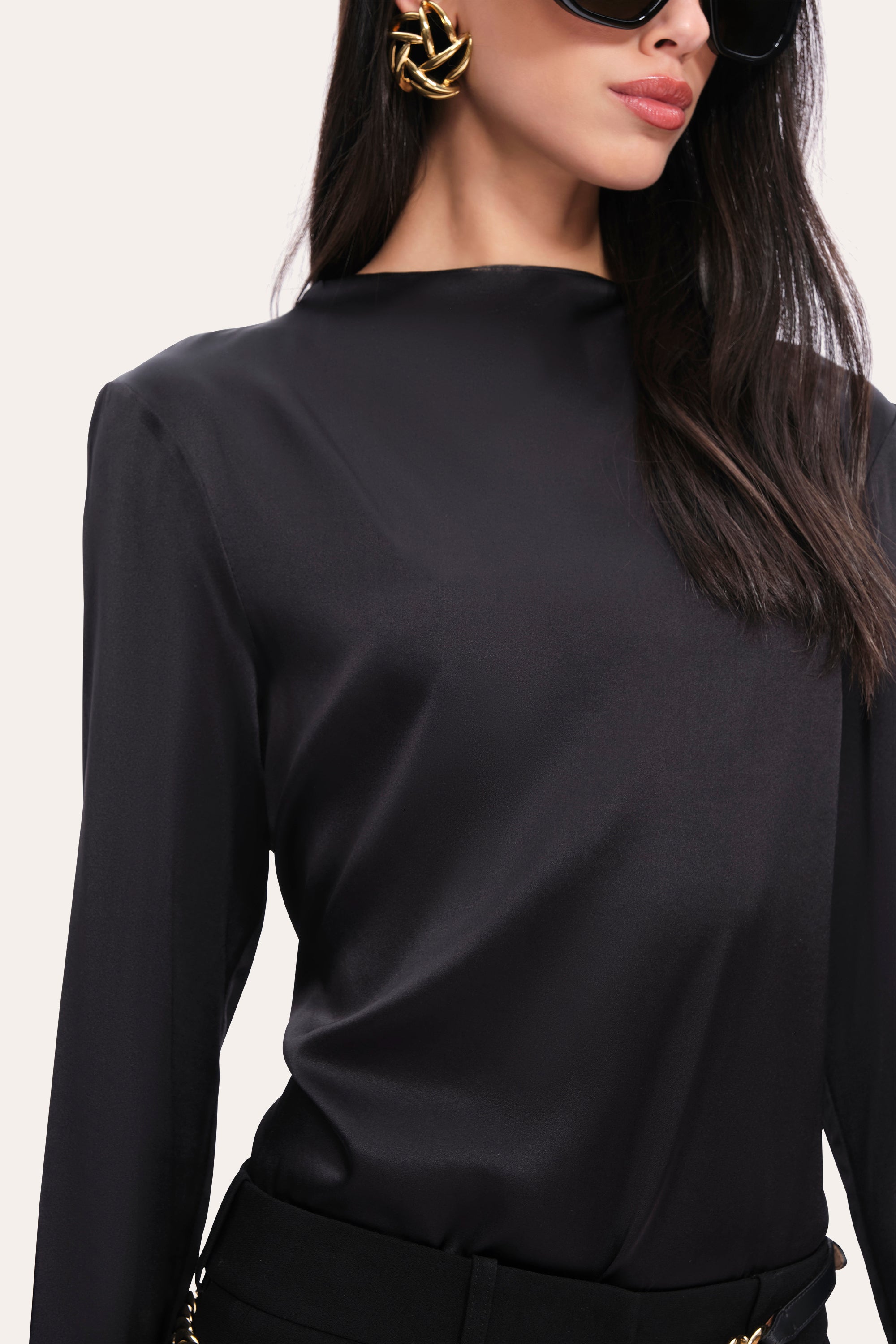 Elie Tahari Silk Draped Top bluzka jedwabna Black