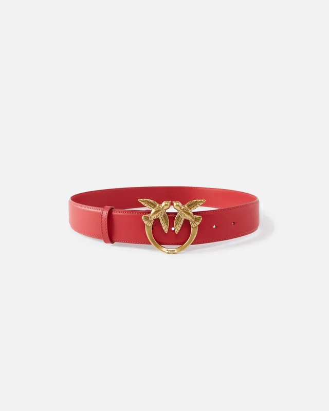 Pinko Love Birds High Leather Belt pasek 4 cm skórzany