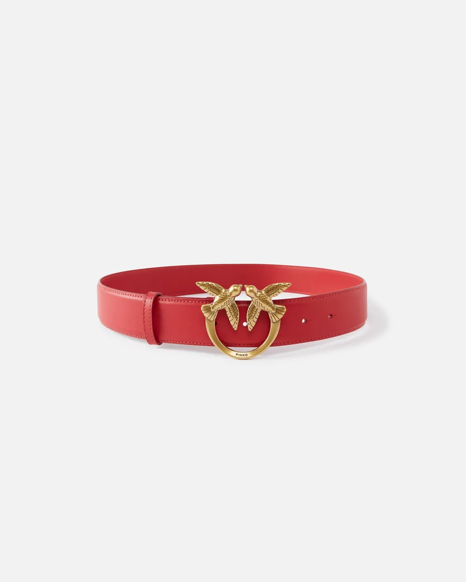 Pinko Love Birds High Leather Belt pasek 4 cm skórzany