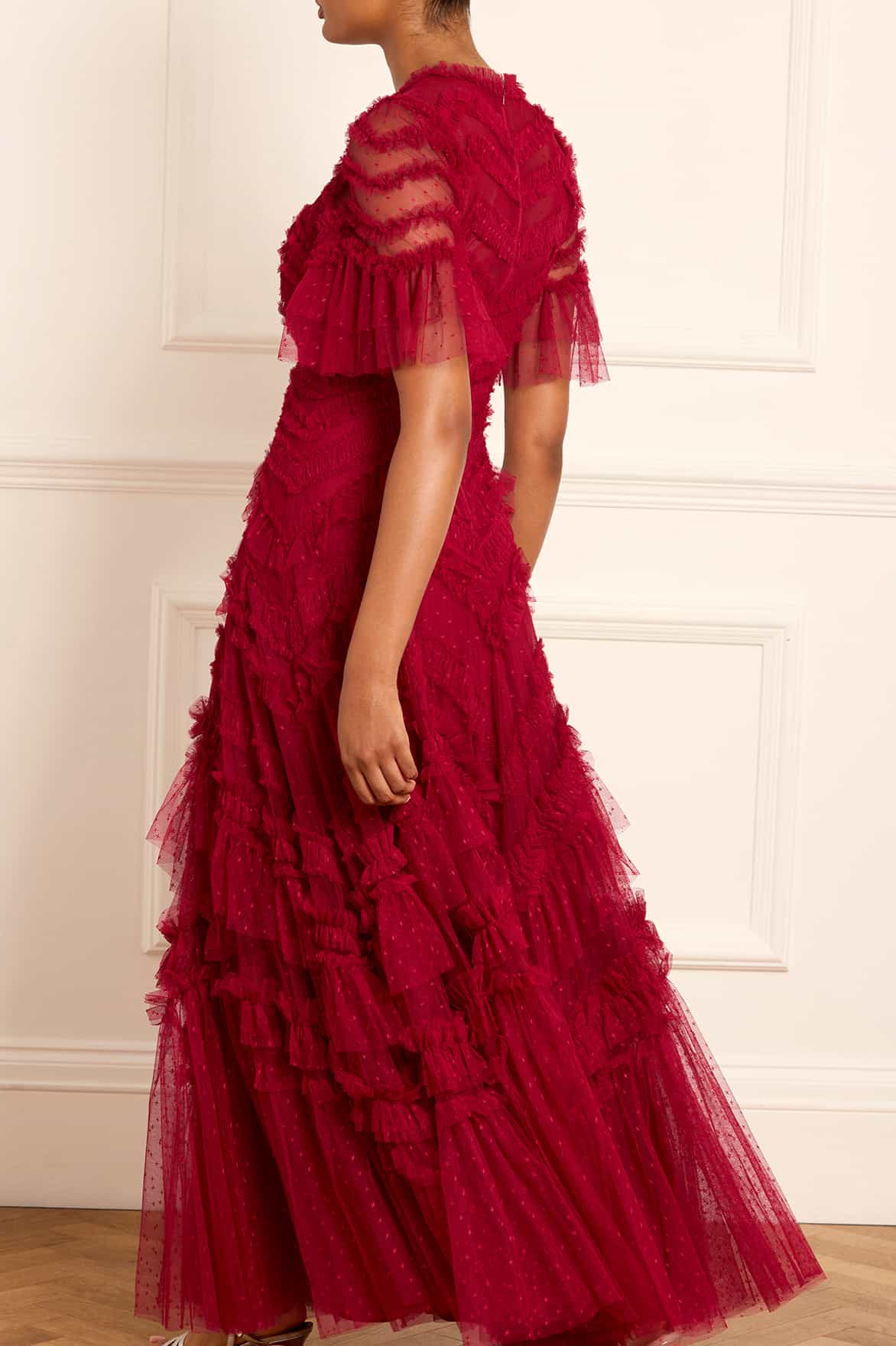 Needle & Thread Elia Short Gown suknia wieczorowa Red tiulowa
