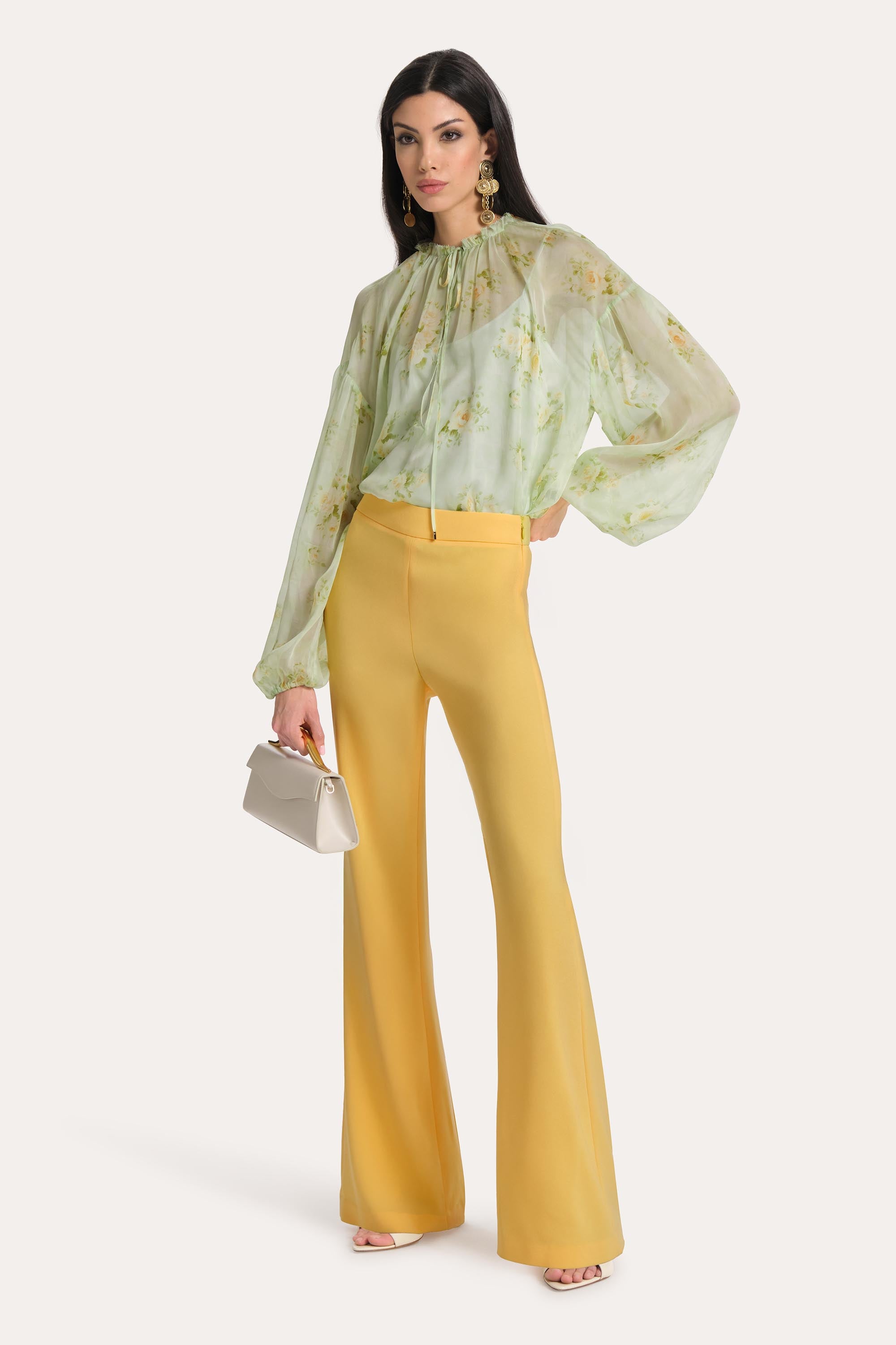 Elie Tahari Messa bluzka szyfonowa Petal Fade balonowy rękaw