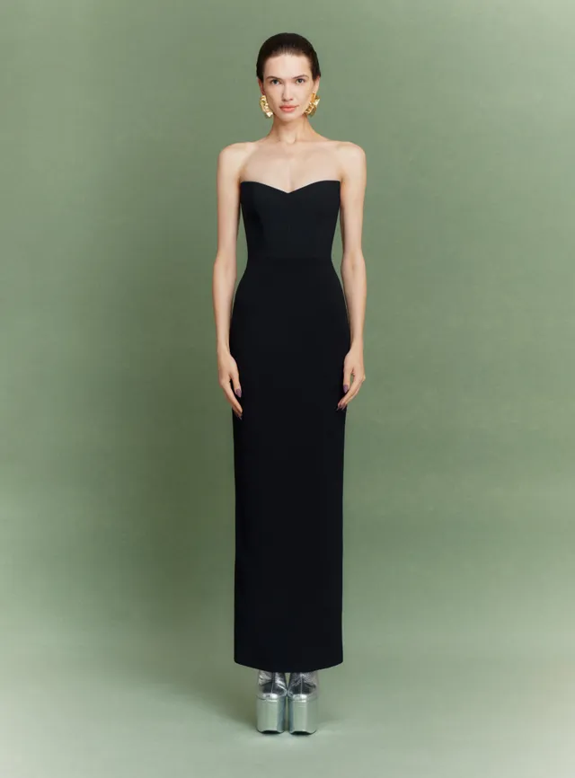 Solace London Malla Maxi sukienka czarna bez ramiączek