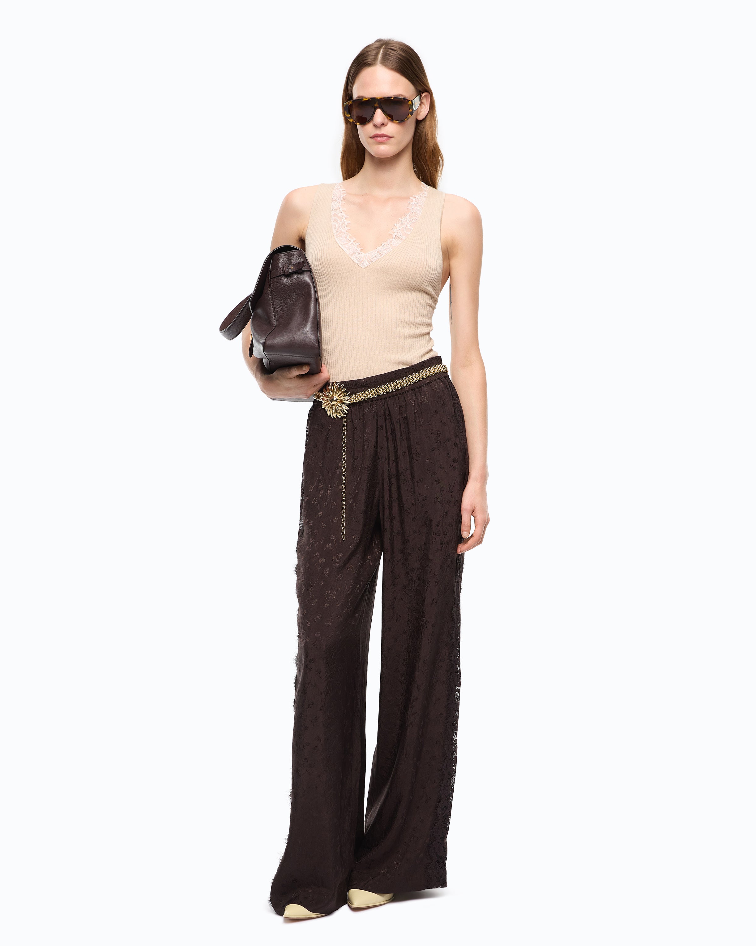 Pinko Oslo Tank Top podkoszulek beżowy jedwab