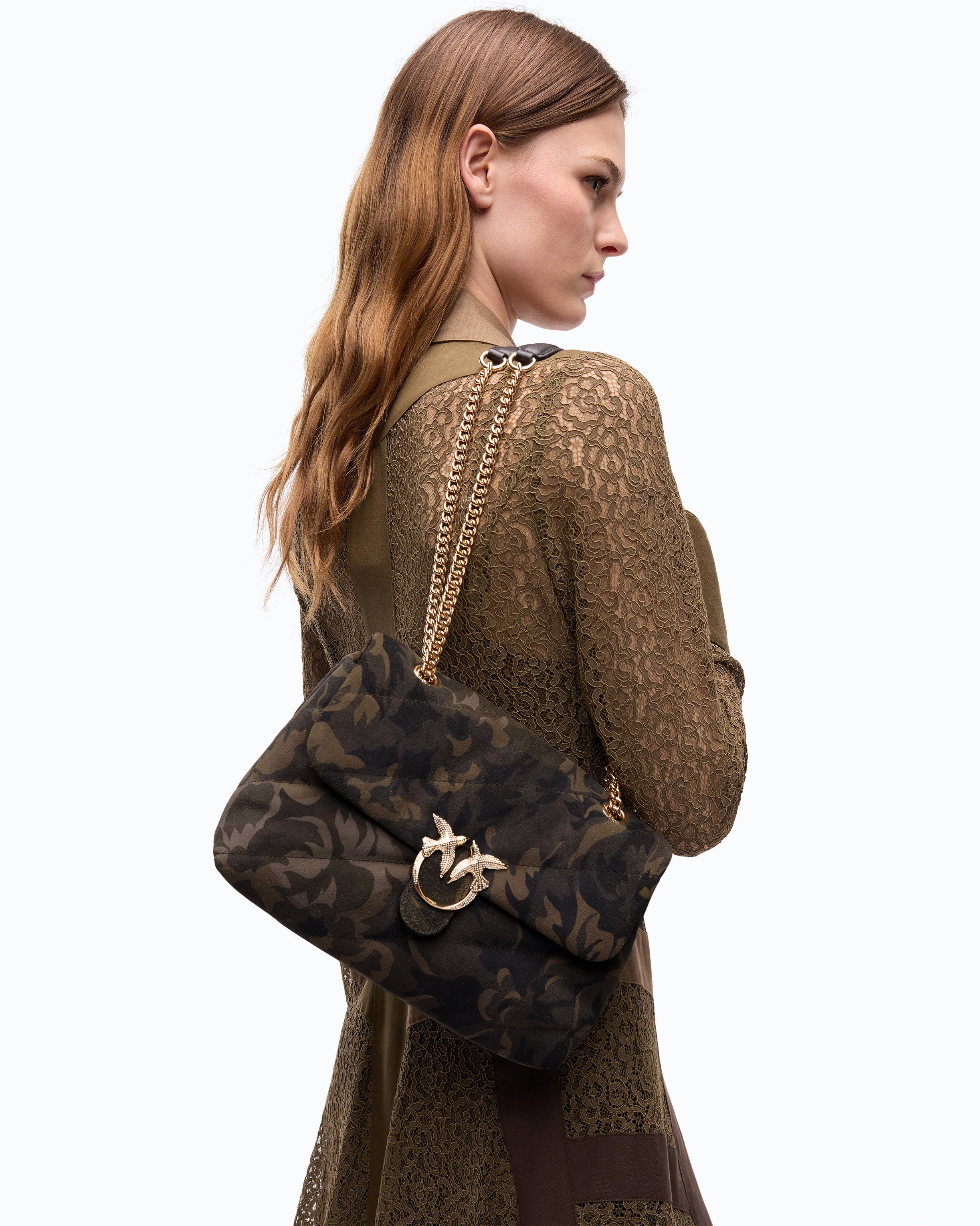 Pinko Love Bag Puff torebka zamszowa moro U