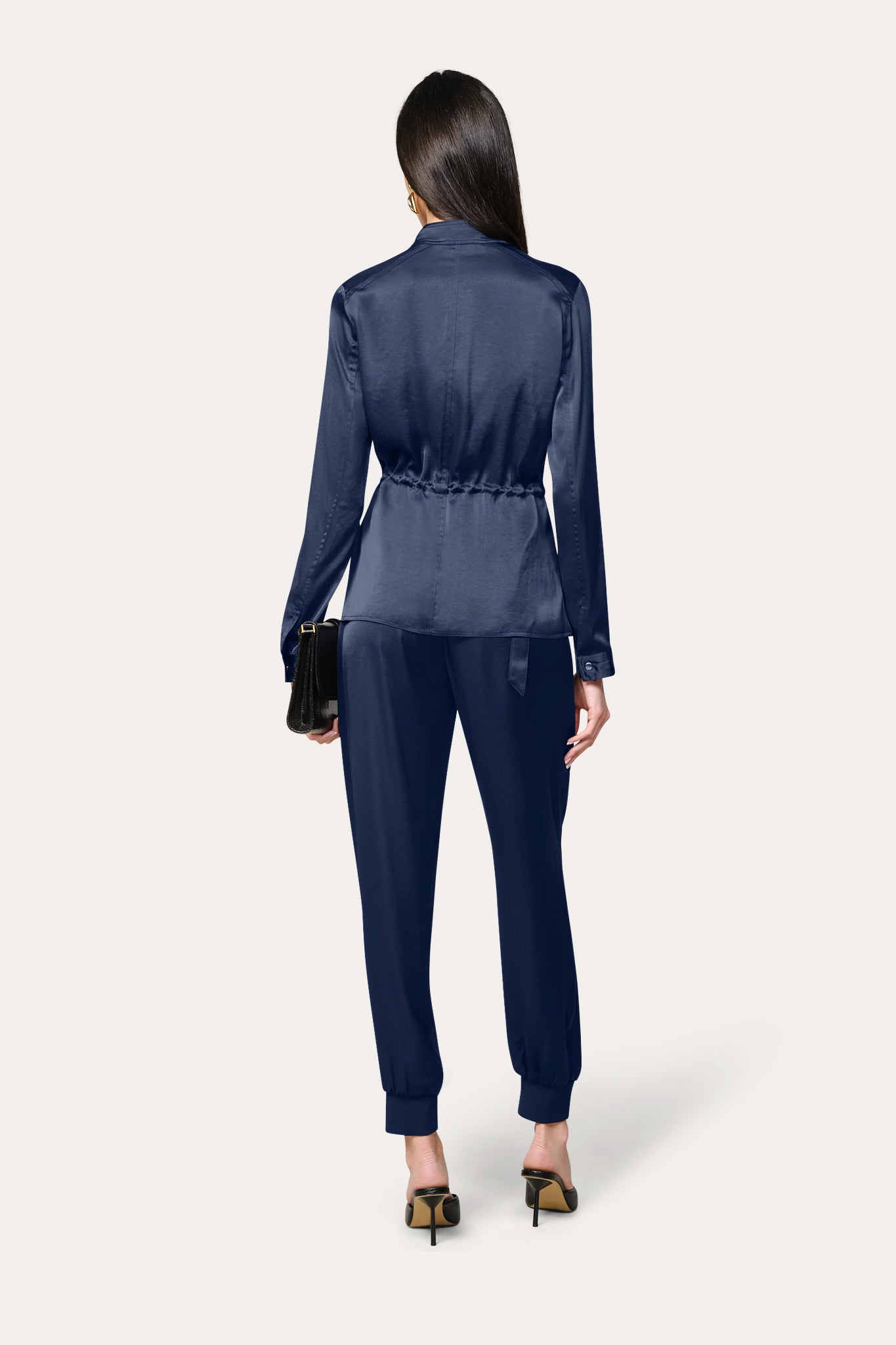 Elie Tahari Olivia spodnie cargo satynowe stargazer