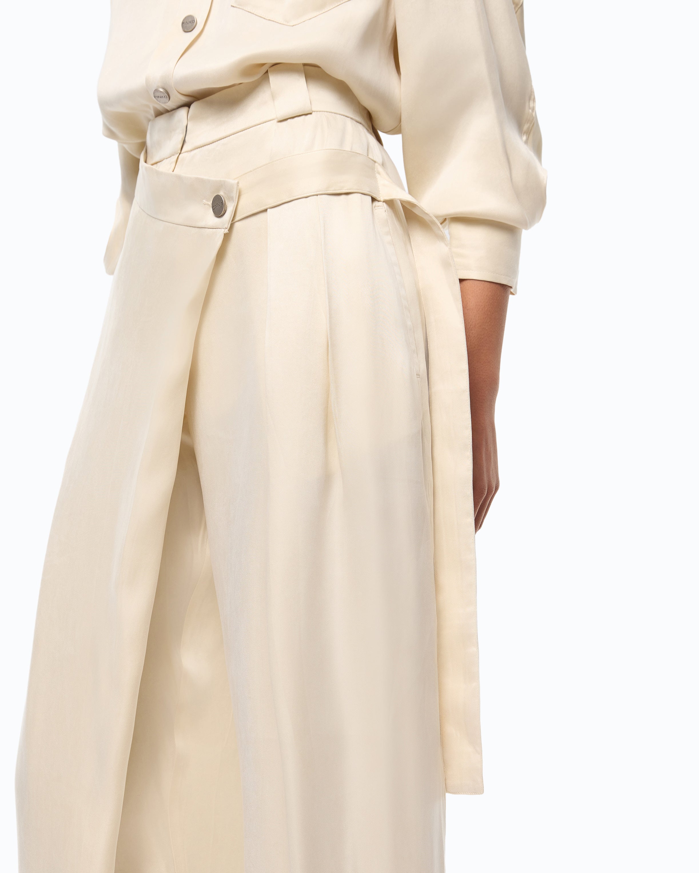 Pinko Pesce Pants spodnie kopertowe beżowe 36-48