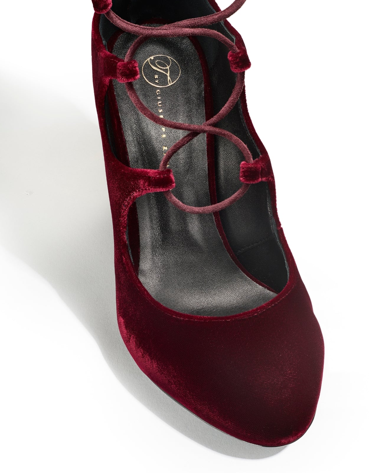 Temperley London Siren botki welurowe Burgundy