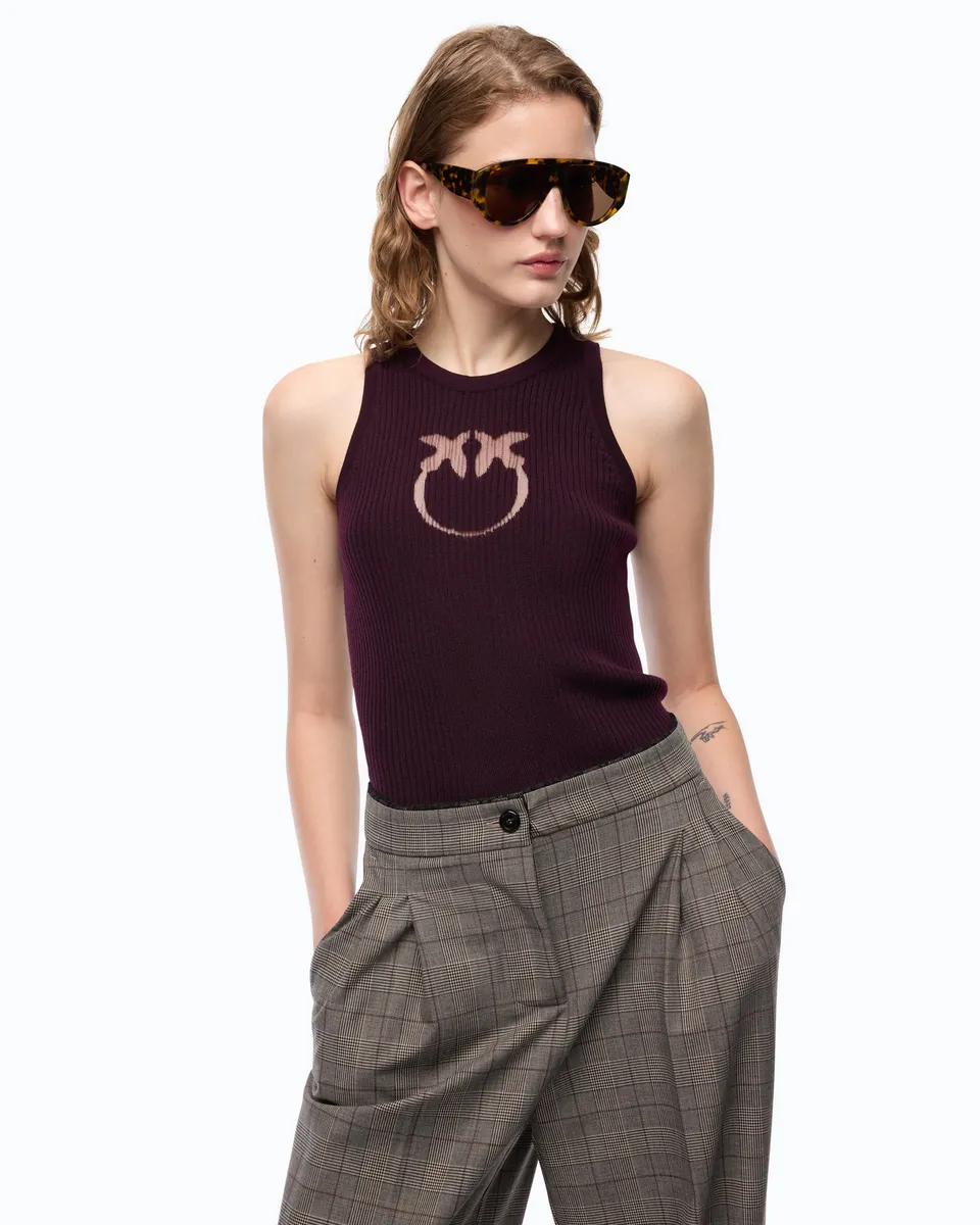 Pinko Newcastle Tank Top top fioletowy wełna