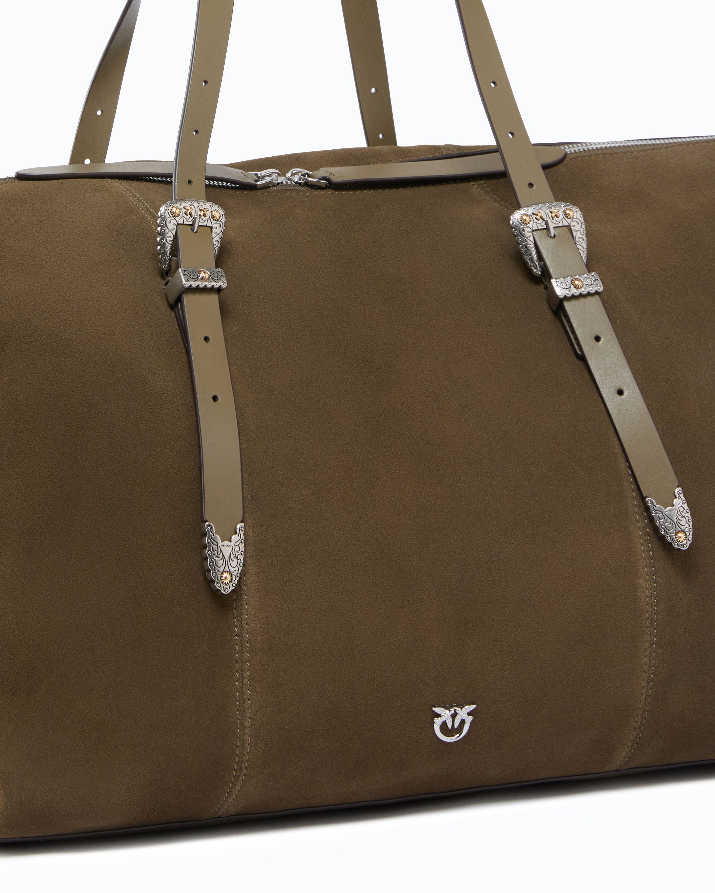 Pinko Tote Bag torebka zamszowa z detalami