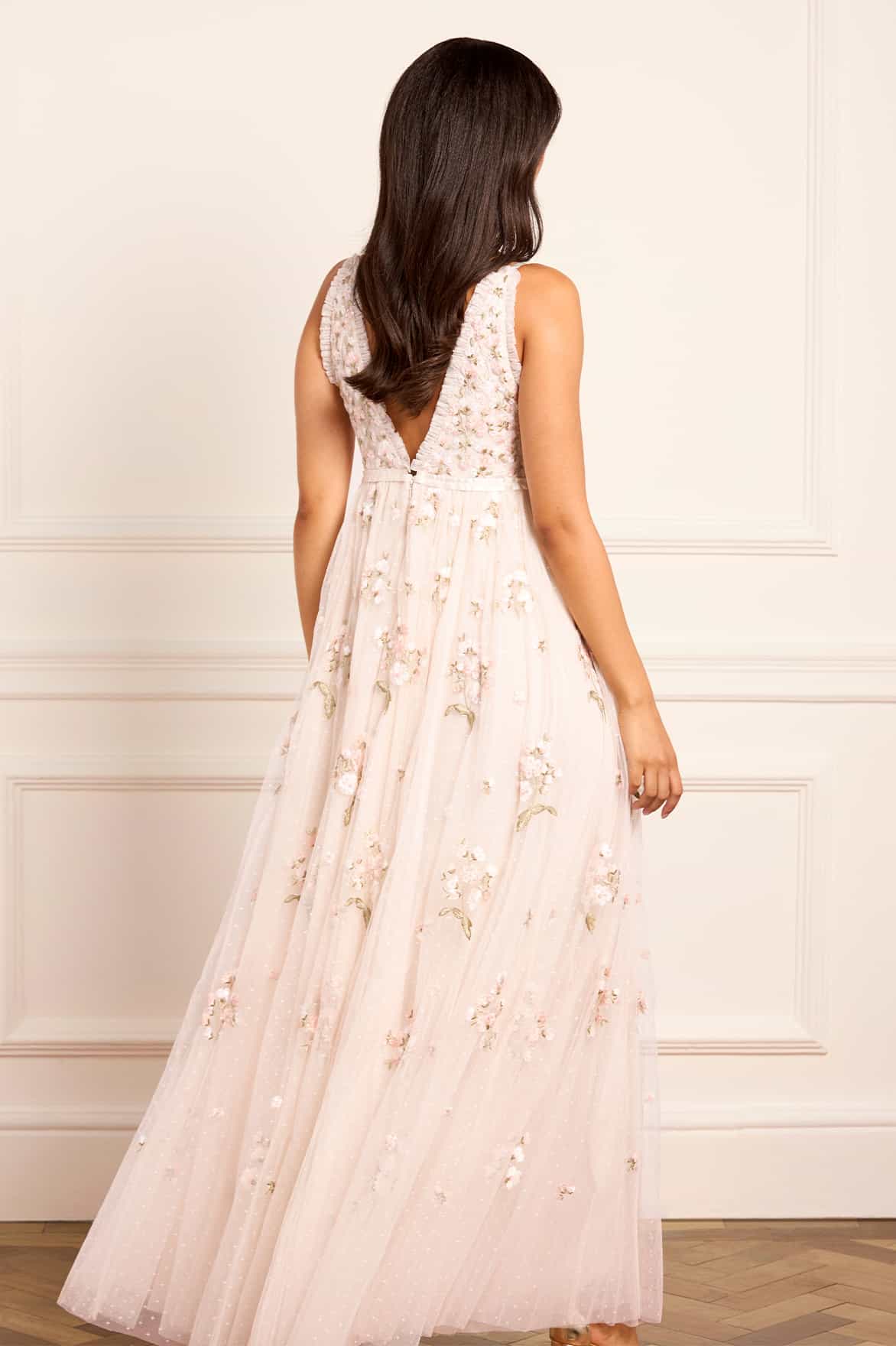 Needle & Thread Posy Cami Gown suknia kremowa haftowana
