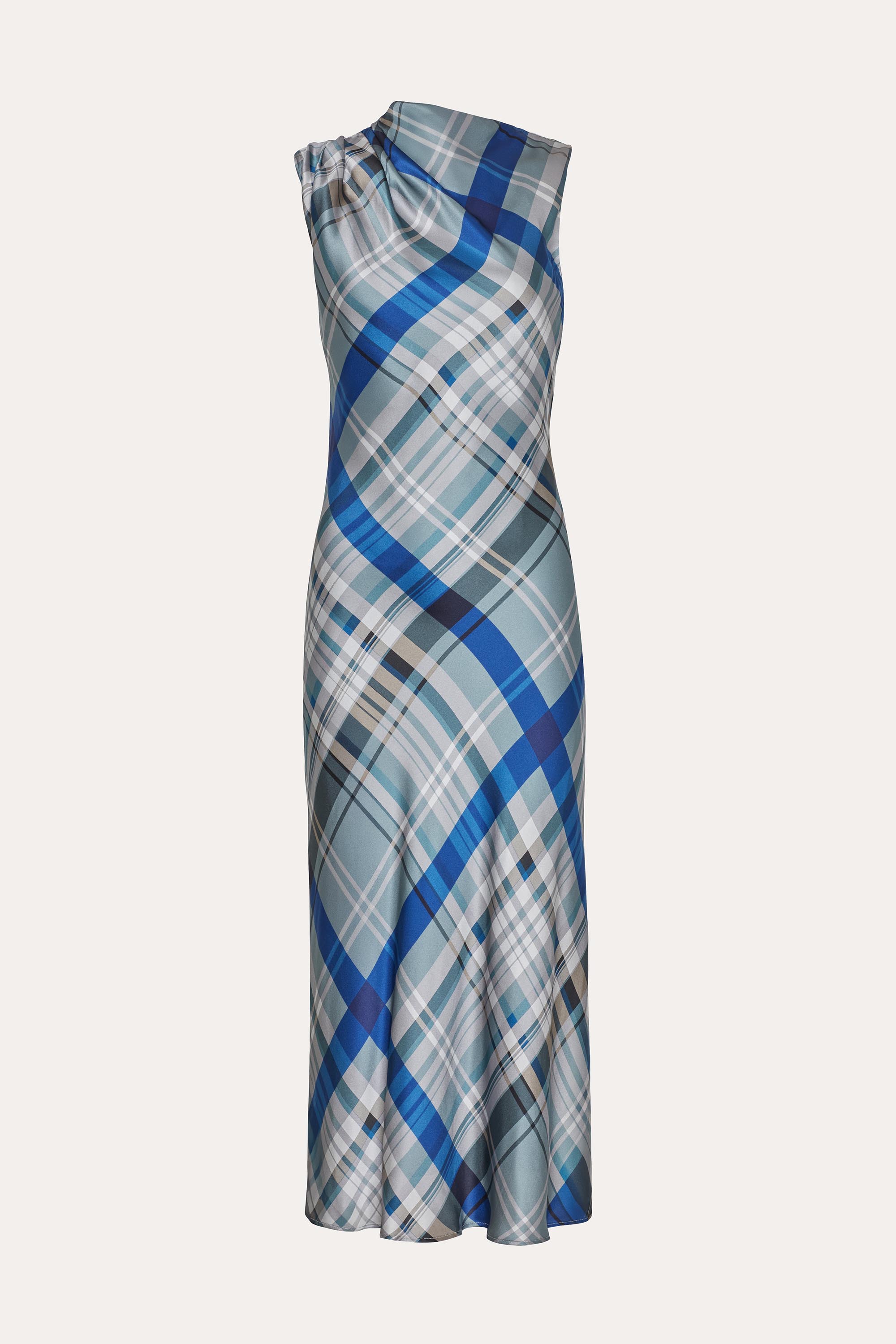 Elie Tahari Grace sukienka Blue Multi jedwabna midi