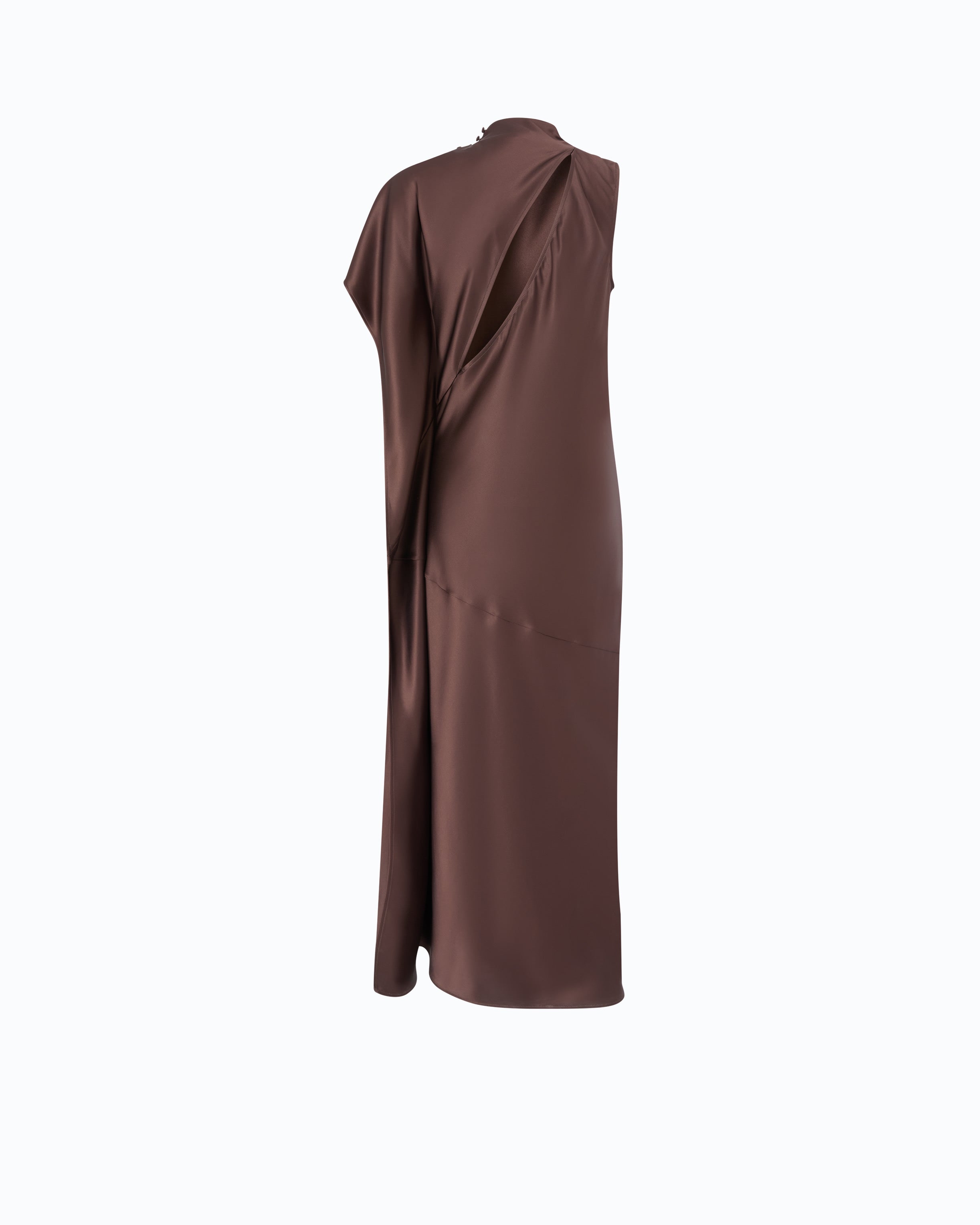 Pinko De Tomaso Dress długa sukienka satynowa brązowa