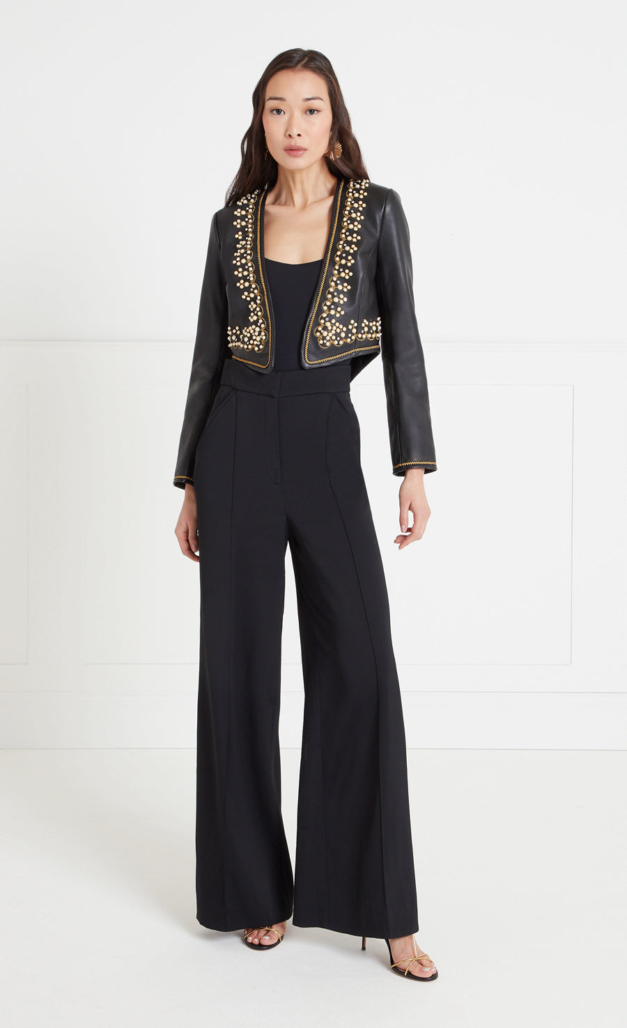 Temperley London Salerno Cropped Jacket kurtka skórzana czarna