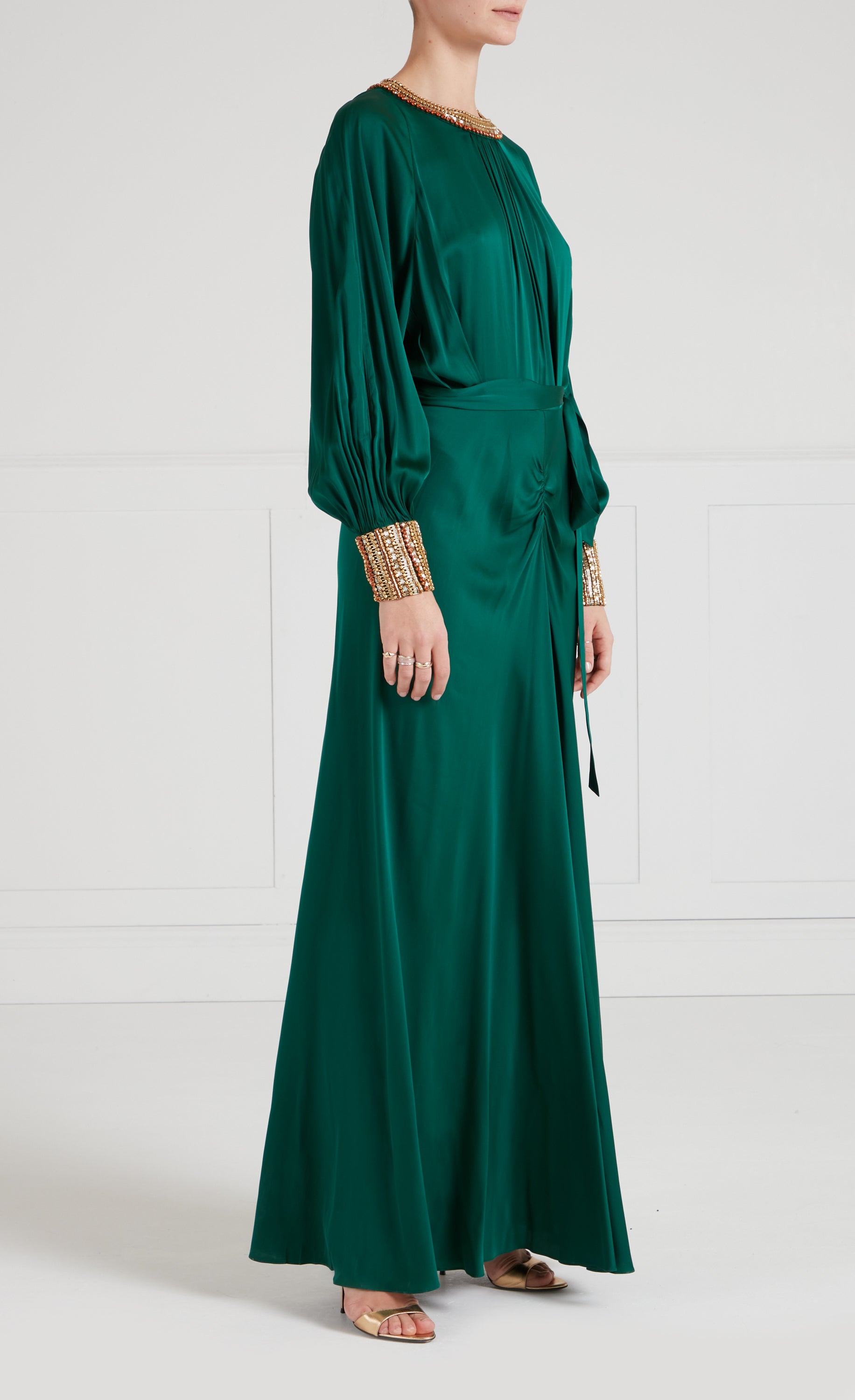 Temperley London Tahira suknia wieczorowa szmaragdowa