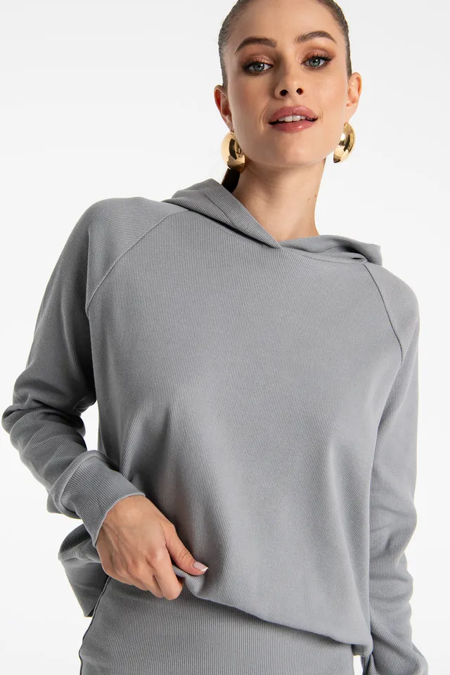 Nudyess Brooklyn Hoodie bluza z kapturem Gray luźna