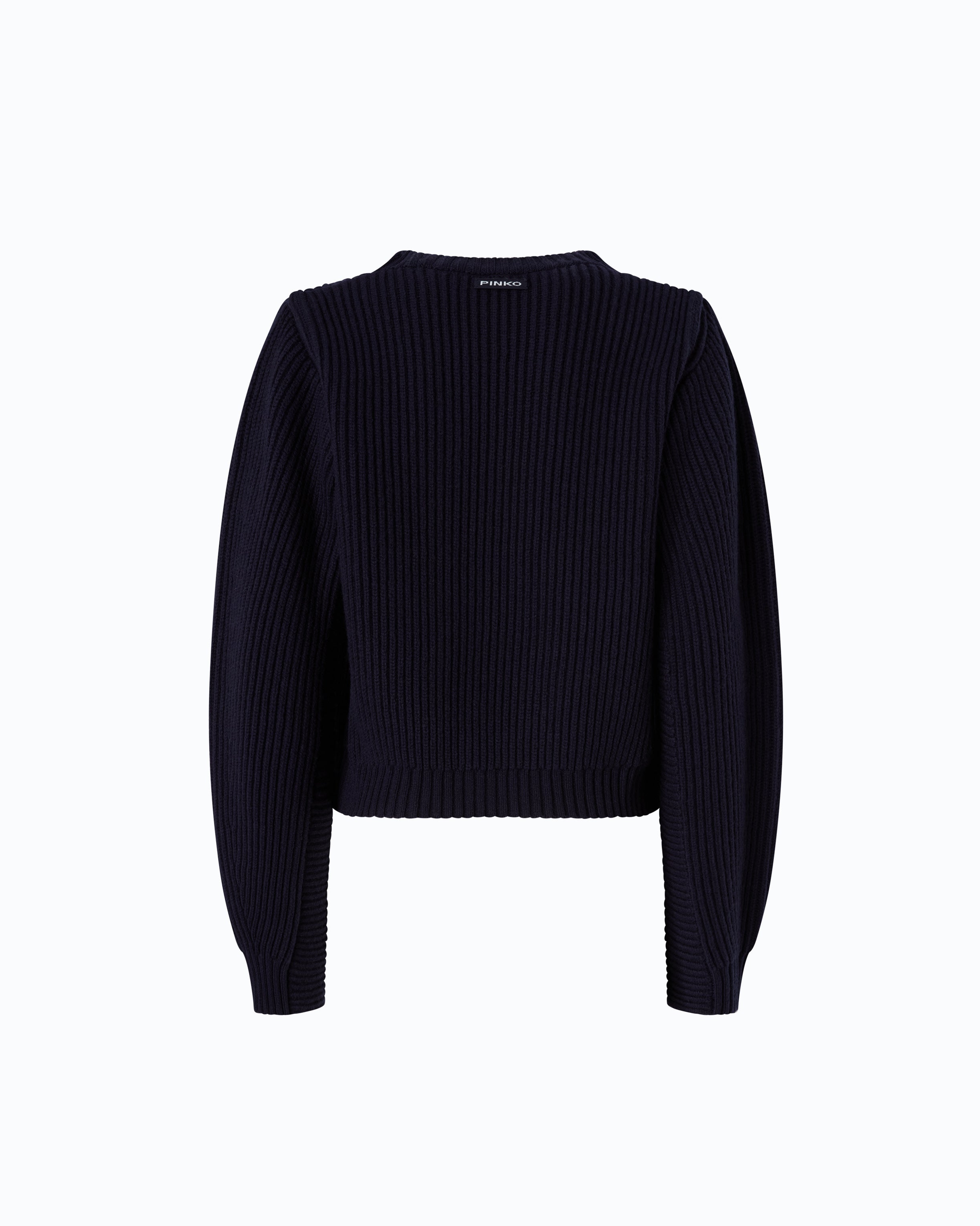Pinko Sweter z mieszanki wełny ściągaczowy niebieski