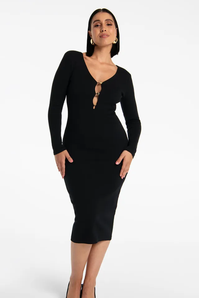 Nudyess Freezing sukienka midi Black rozpinana
