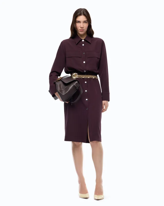 Pinko Arum Dress sukienka szmizjerka midi bordowa