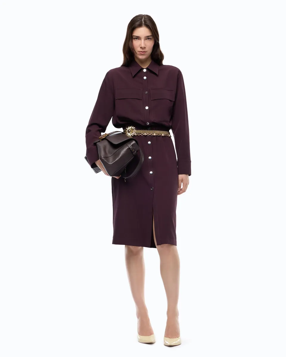 Pinko Arum Dress sukienka szmizjerka midi bordowa
