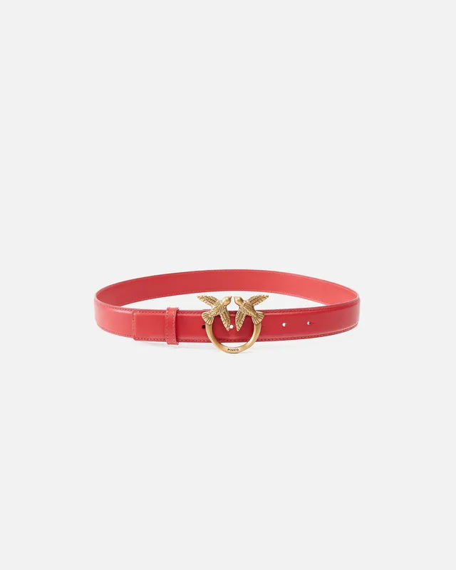 Pinko Love Birds Leather Belt pasek skórzany 3 cm
