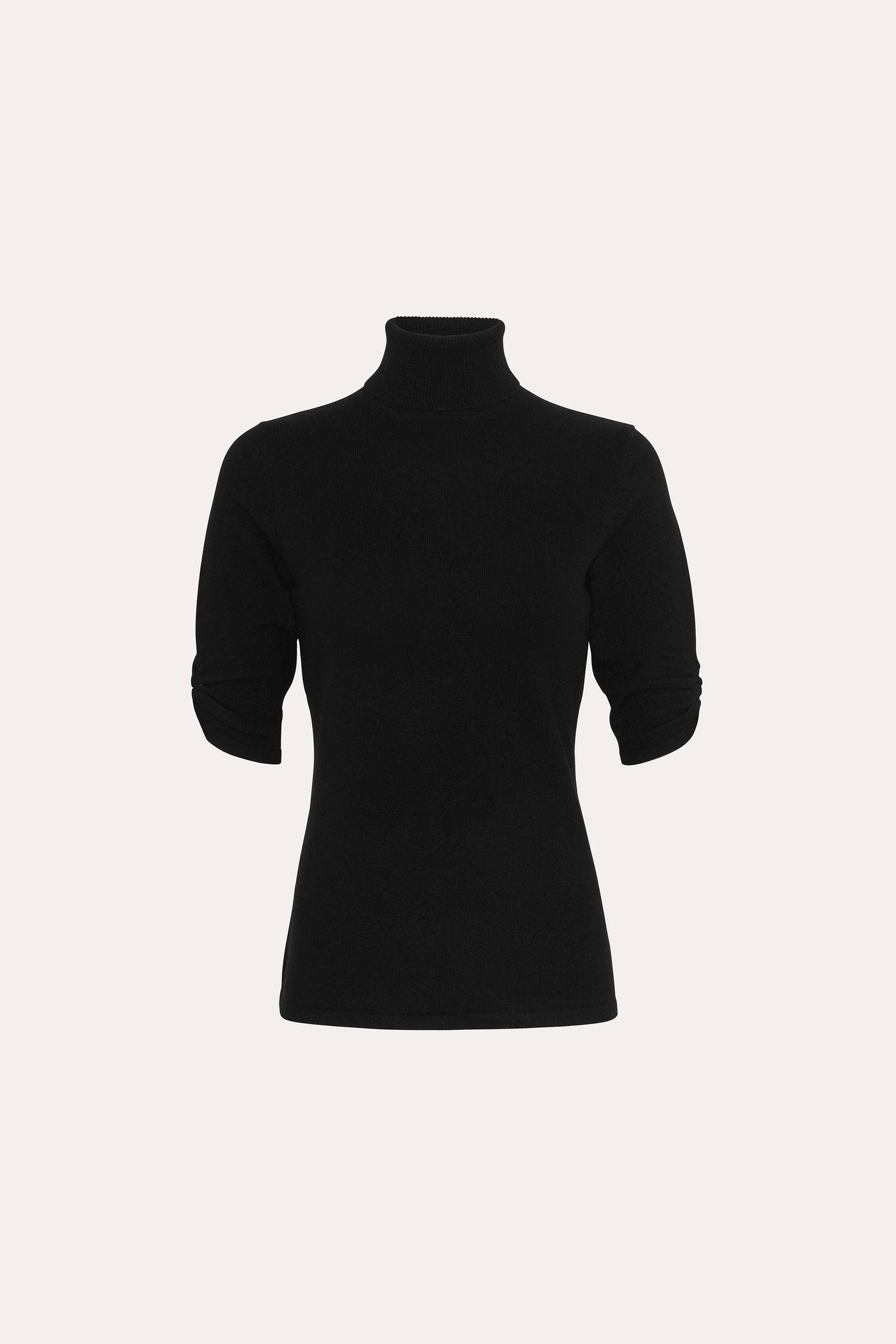 Elie Tahari Cash-Wool sweter czarny krótki golf