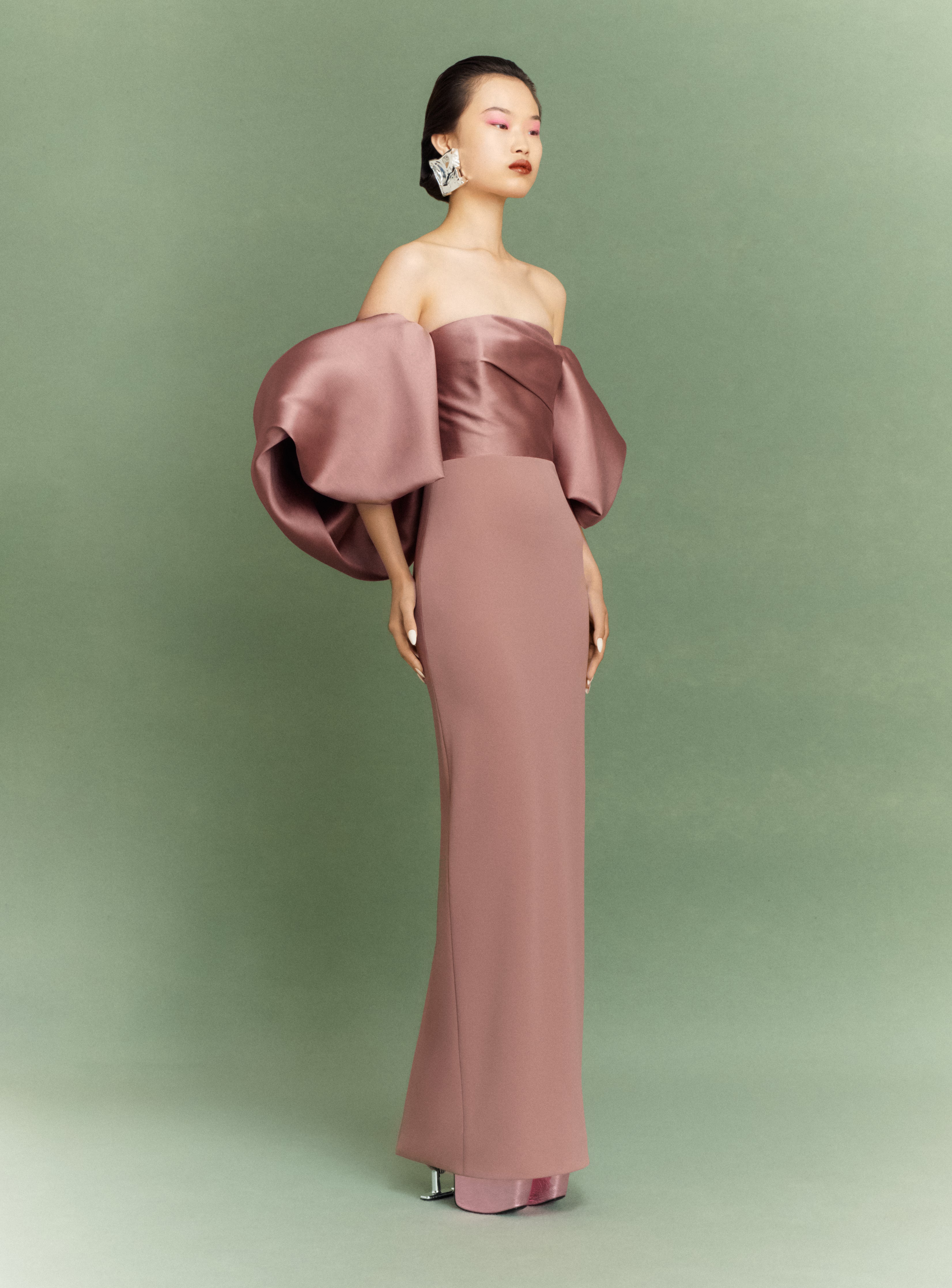 Solace London Floris sukienka maxi brązowa gorsetowa