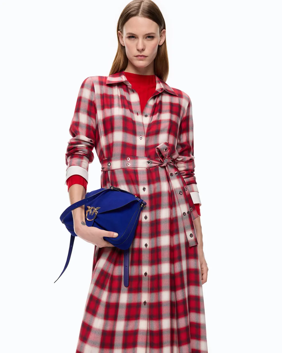 Pinko Atropa Dress sukienka maxi szmizjerka w kratkę