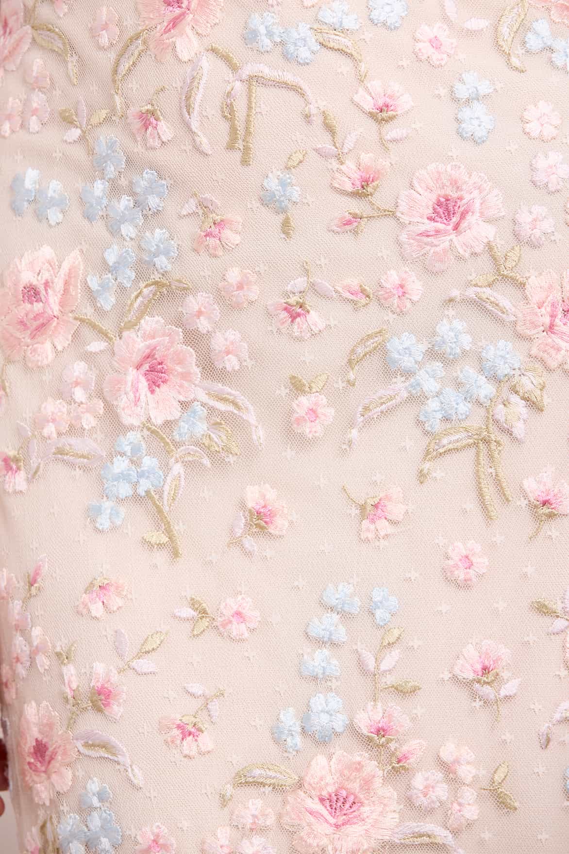 Needle & Thread Peony Bouquet V-Neck Cape suknia Cream haft