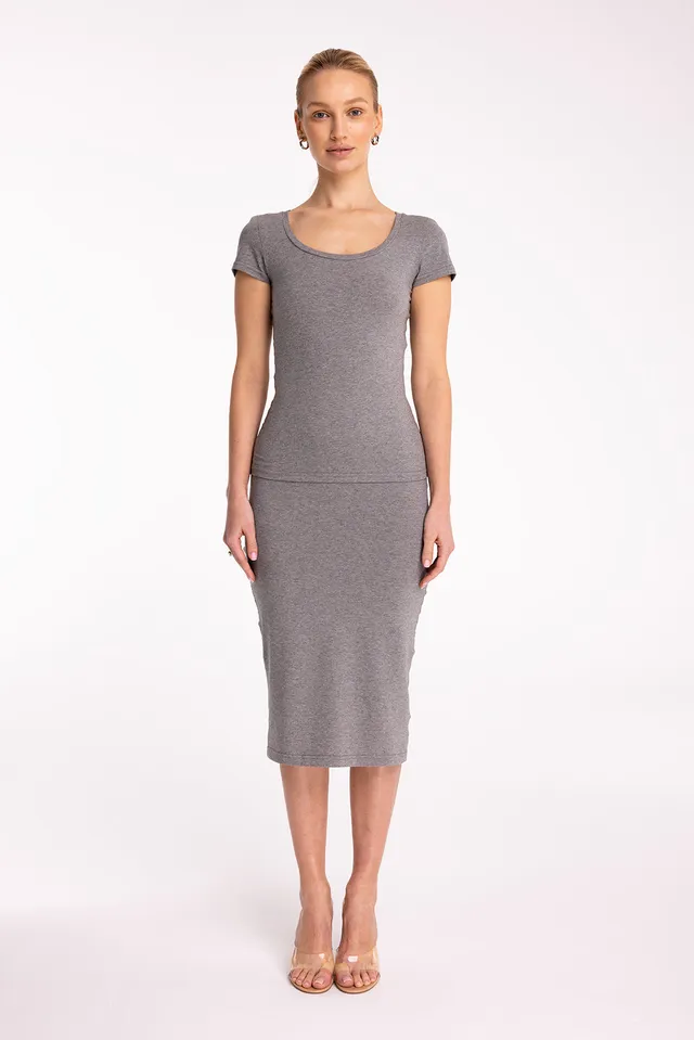 Nudyess Classy top bawełniany dark melange krótki rękaw
