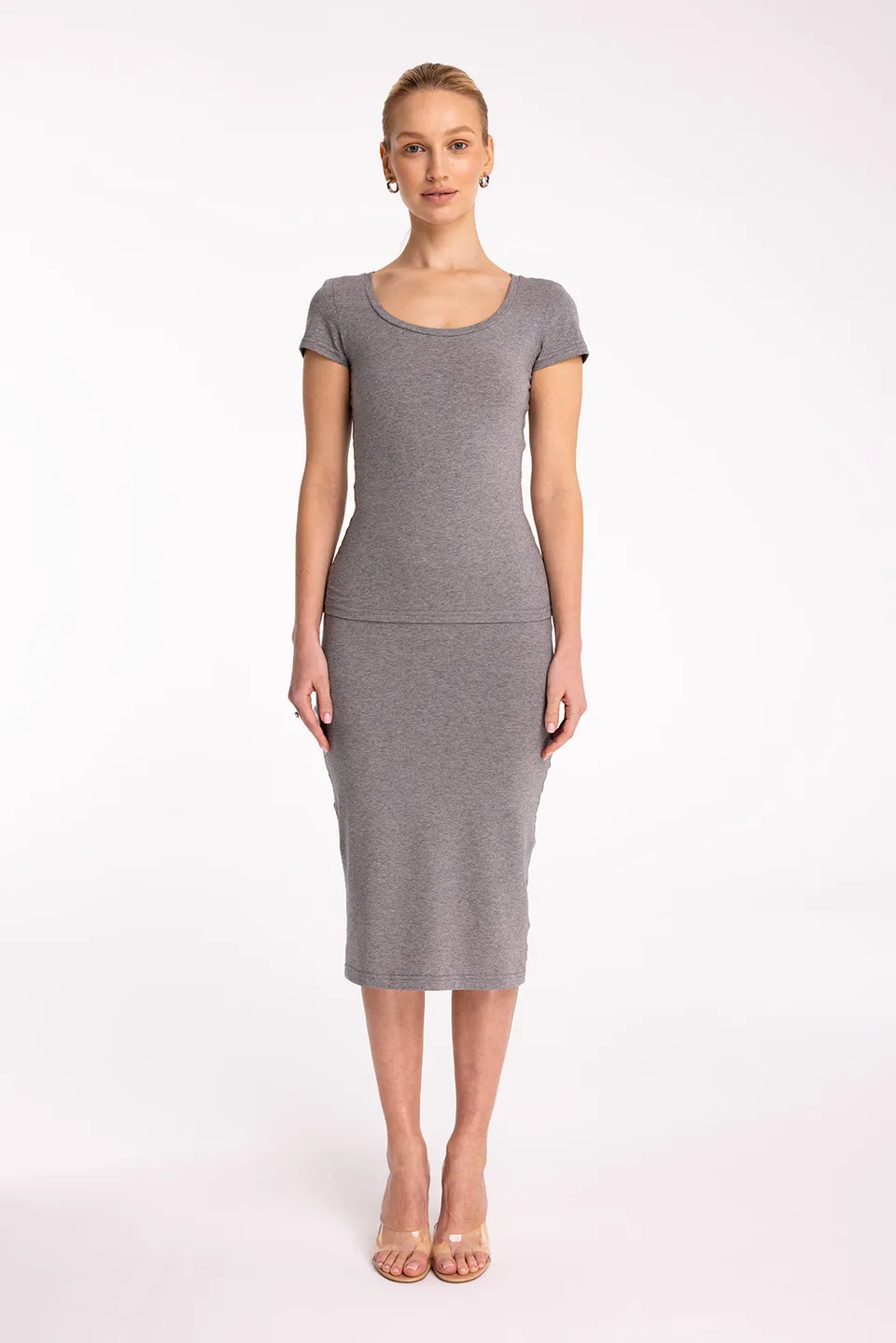 Nudyess Classy top bawełniany krótki rękaw melanż