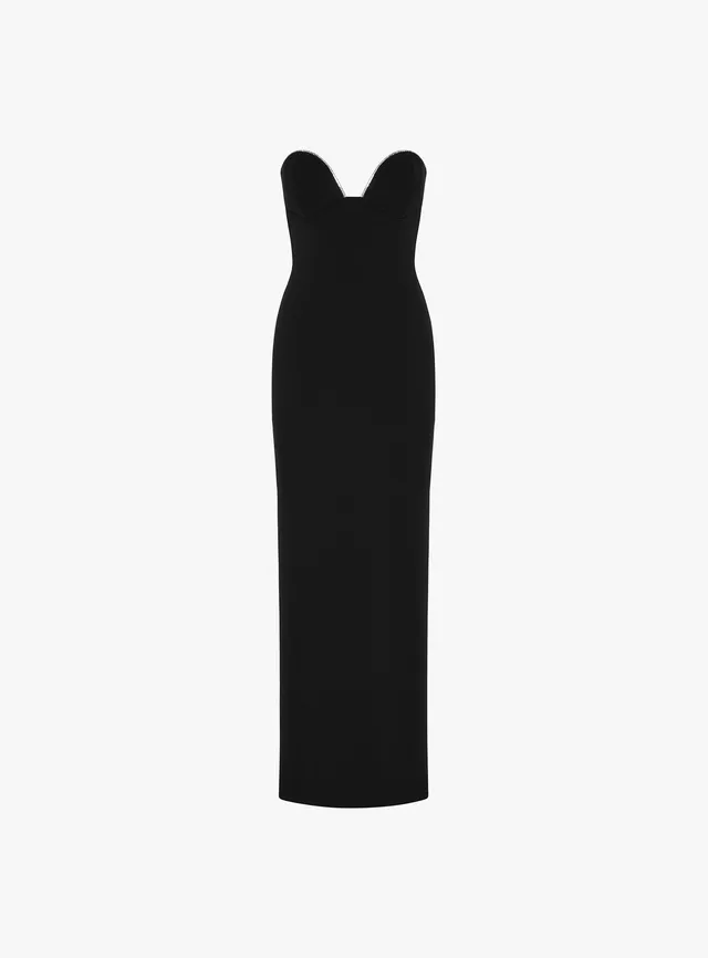 Solace London Sommer Maxi sukienka czarna kryształki bandeau