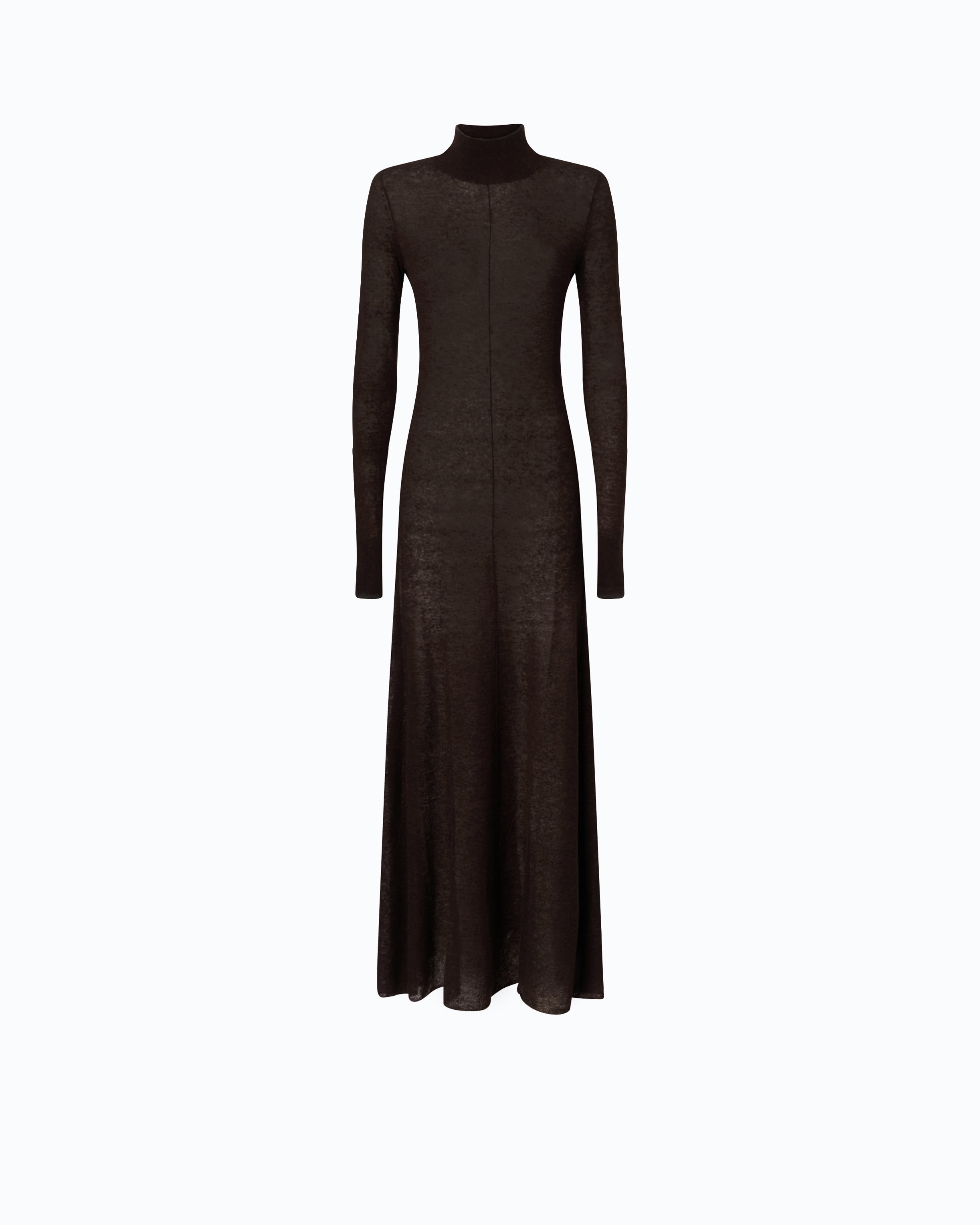 Pinko Leningrado Dress sukienka długa brązowa merynos
