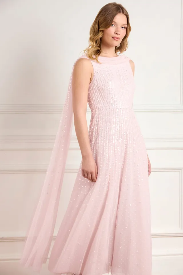Needle & Thread Moonlight Sequin Ankle Gown sukienka różowa cekinowa