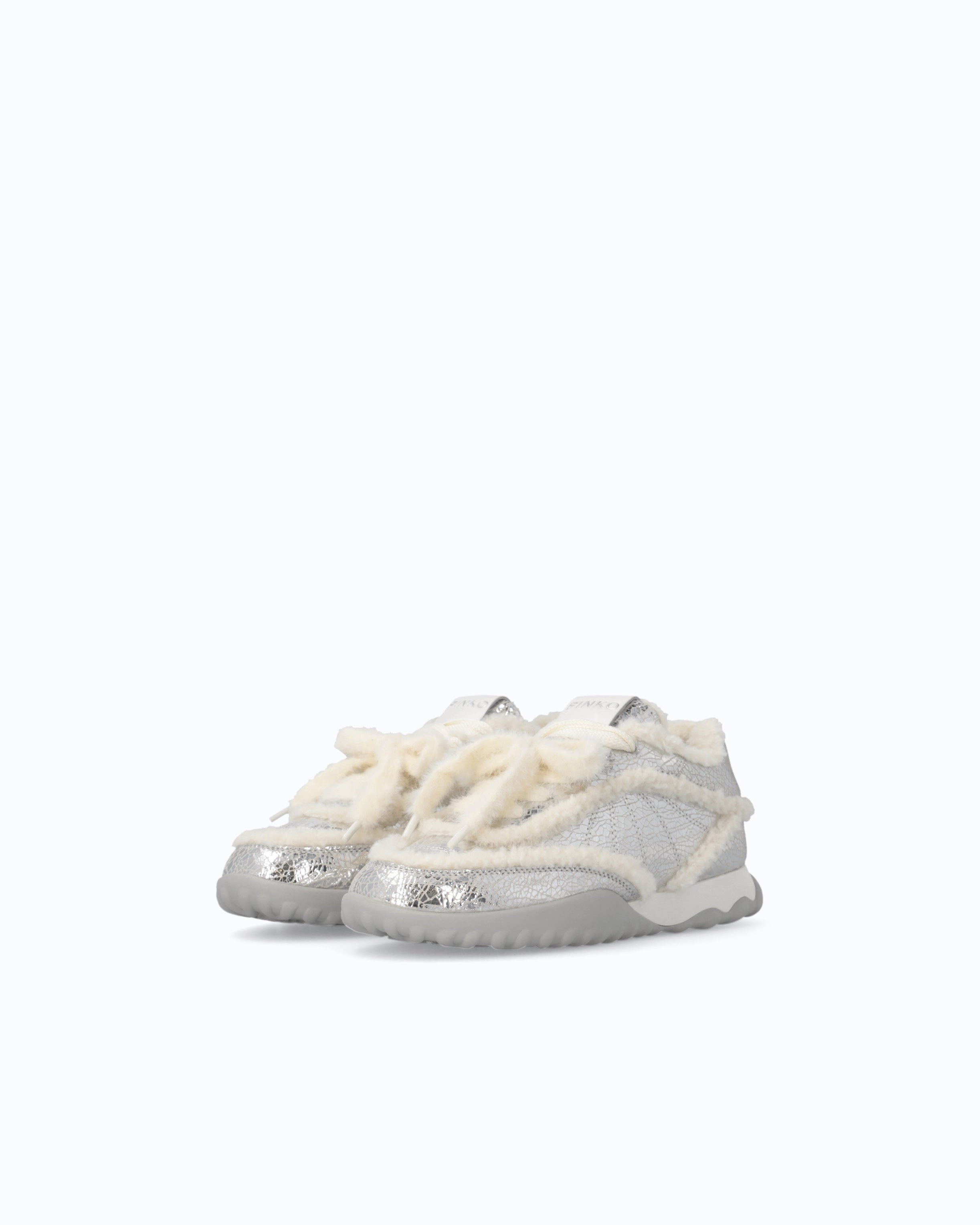 Pinko Gea 02 sneakersy skórzane szare futerko
