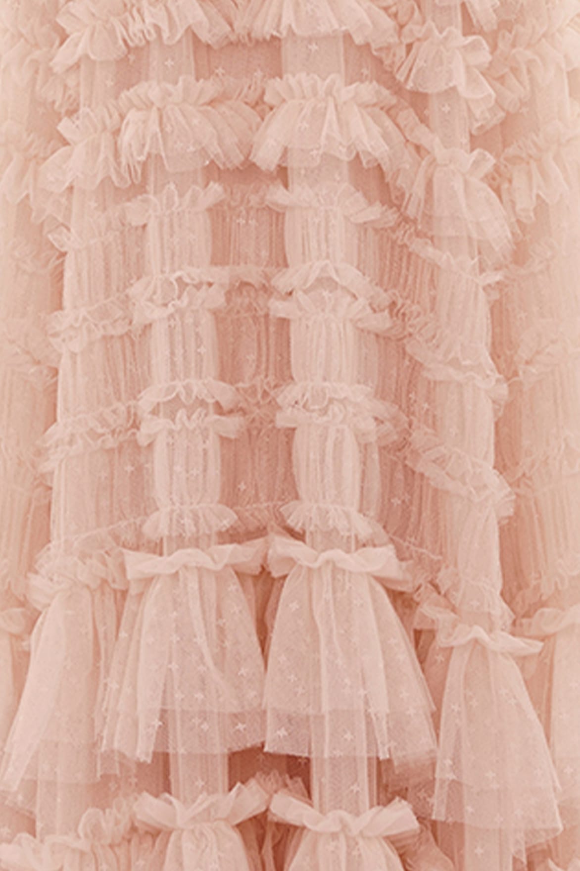 Needle & Thread Valentine Ruffle Gown sukienka beżowa tiulowa