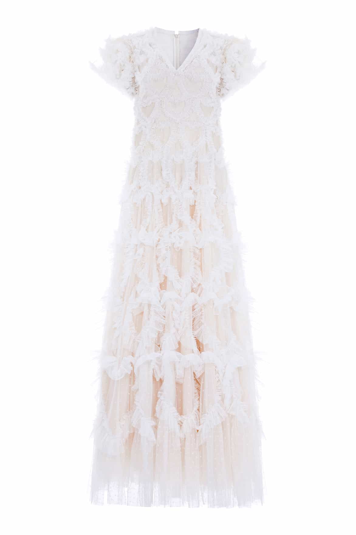 Needle & Thread Amorette V-Neck Gown suknia kremowa
