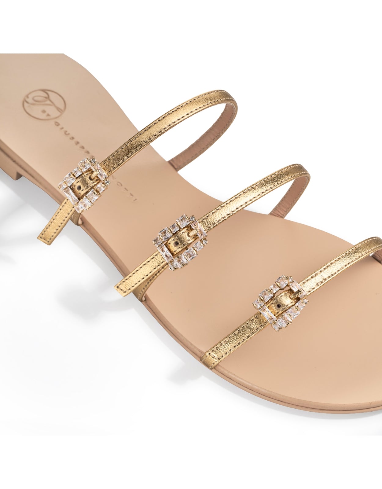 Temperley London Eclipse Flat sandały złote skórzane