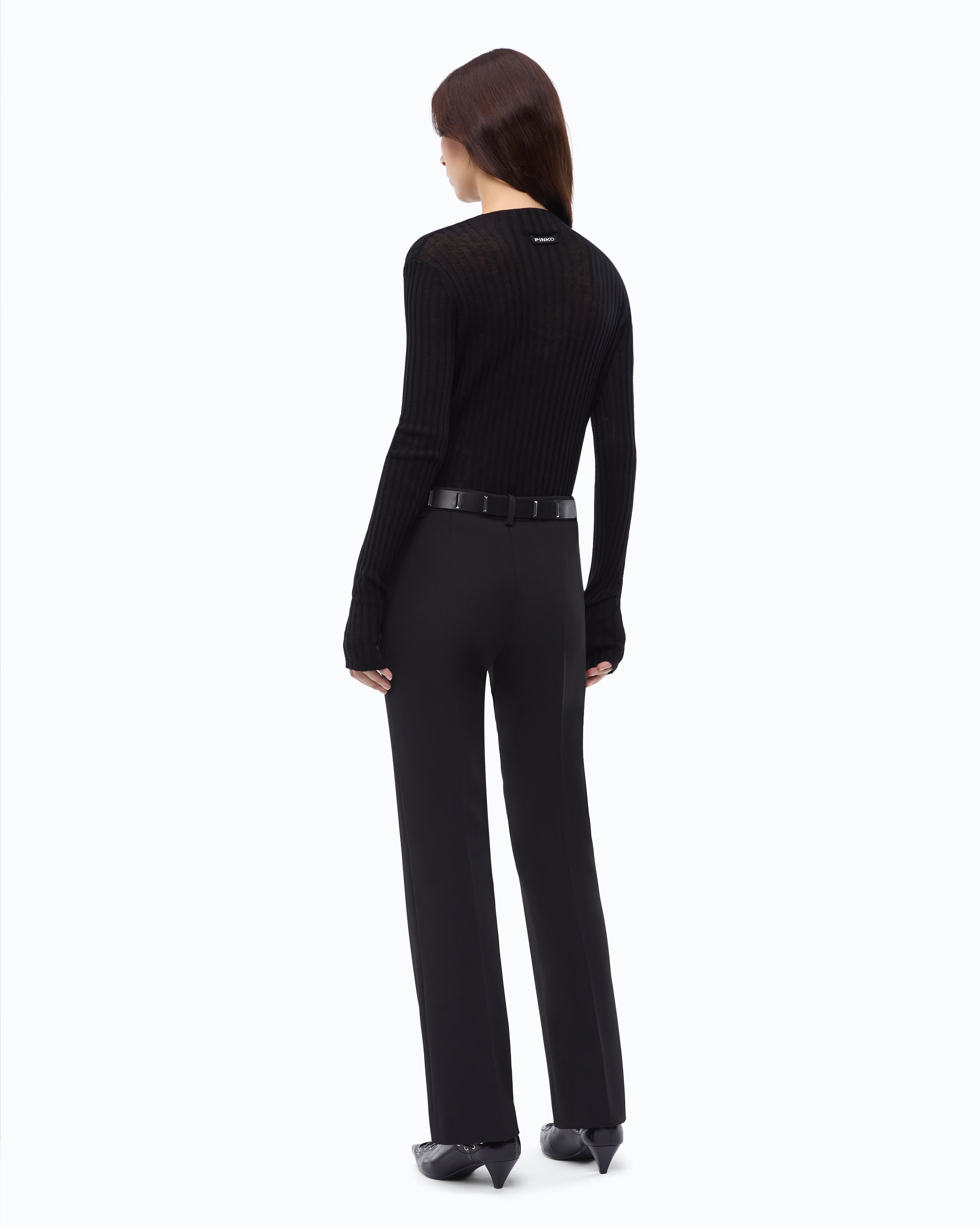 Pinko Muggito Sweater sweter czarny wełniany półprzezroczysty