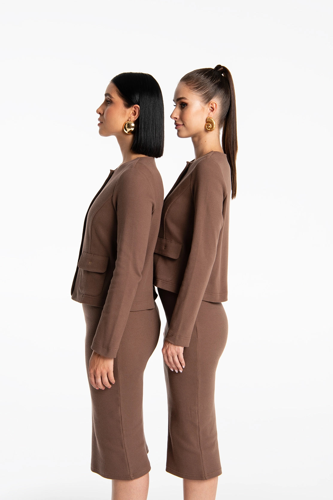 Nudyess Tremity spódnica midi chocolate XS/S prążek