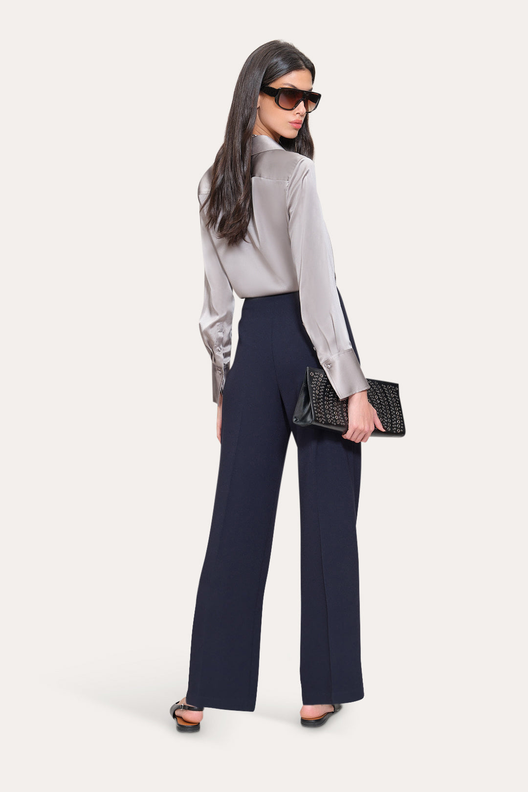 Elie Tahari Crepe Wide E9087225 spodnie niebieskie