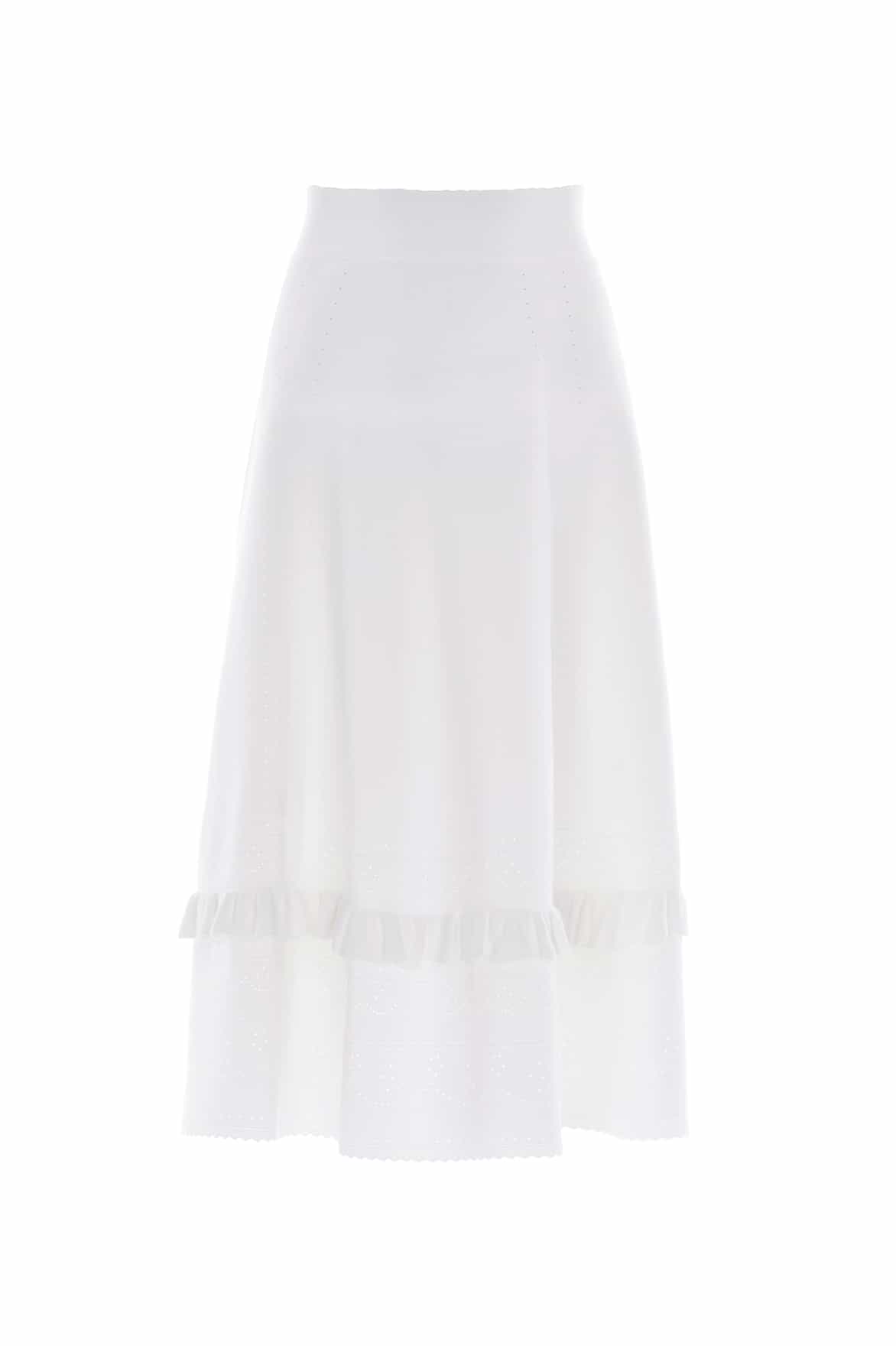 Needle & Thread Pointelle Trim Knit spodnica kremowa midi