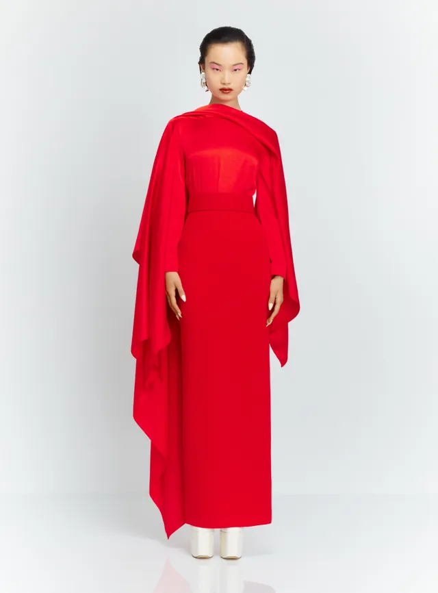 Solace London Rosalia sukienka maxi czerwona zabudowana