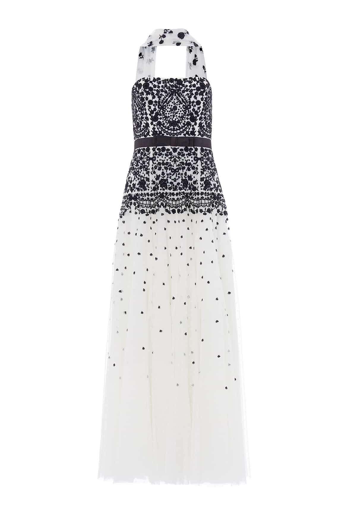 Needle & Thread Gilded Lace Strapless Gown sukienka biała