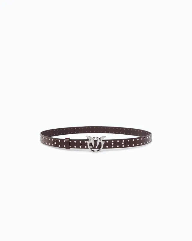 Pinko Love Belt pasek skórzany 2 cm ćwieki