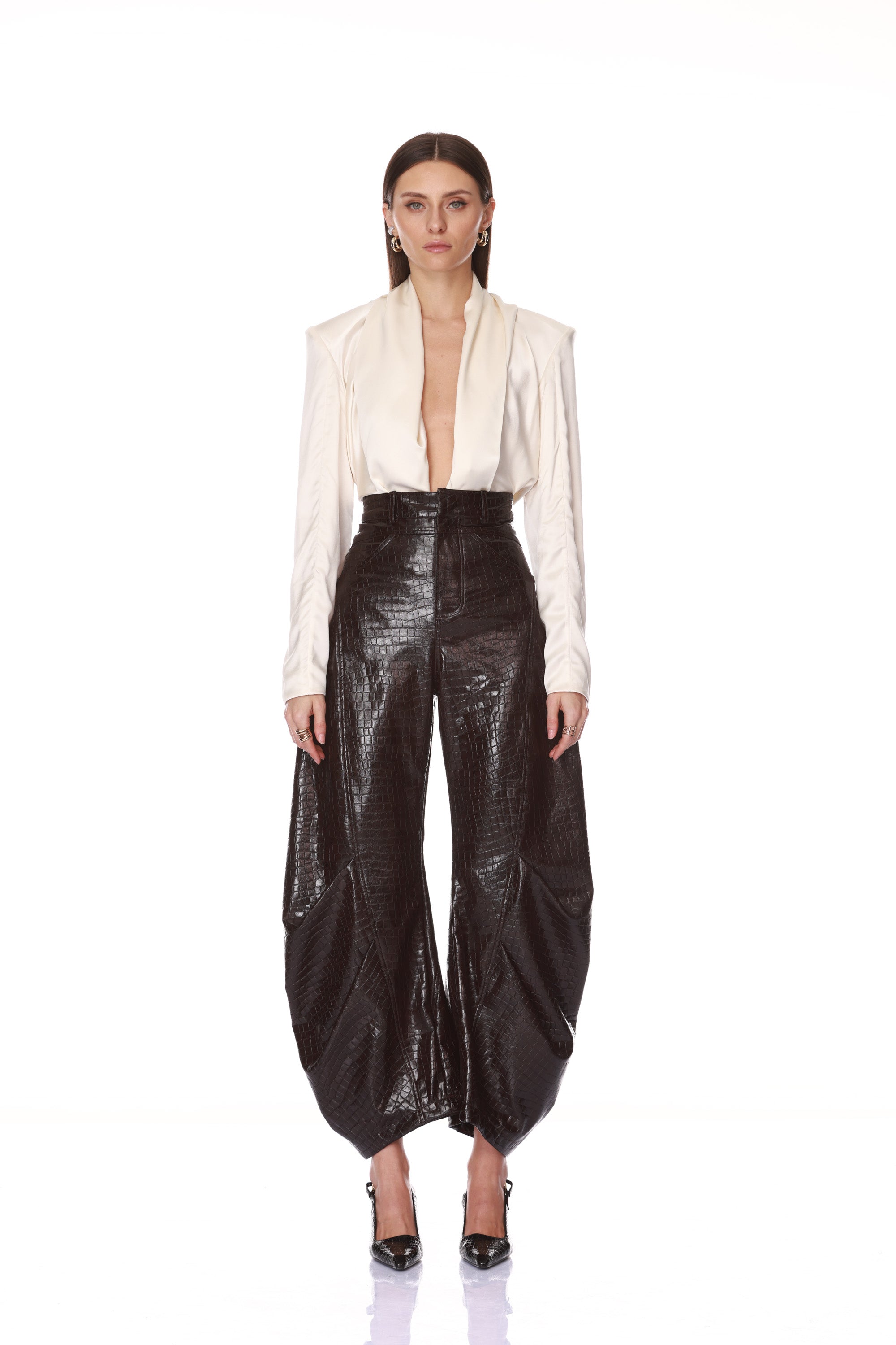 Bronx and Banco Vegan Croc Embossed Horseshoe Pant spodnie