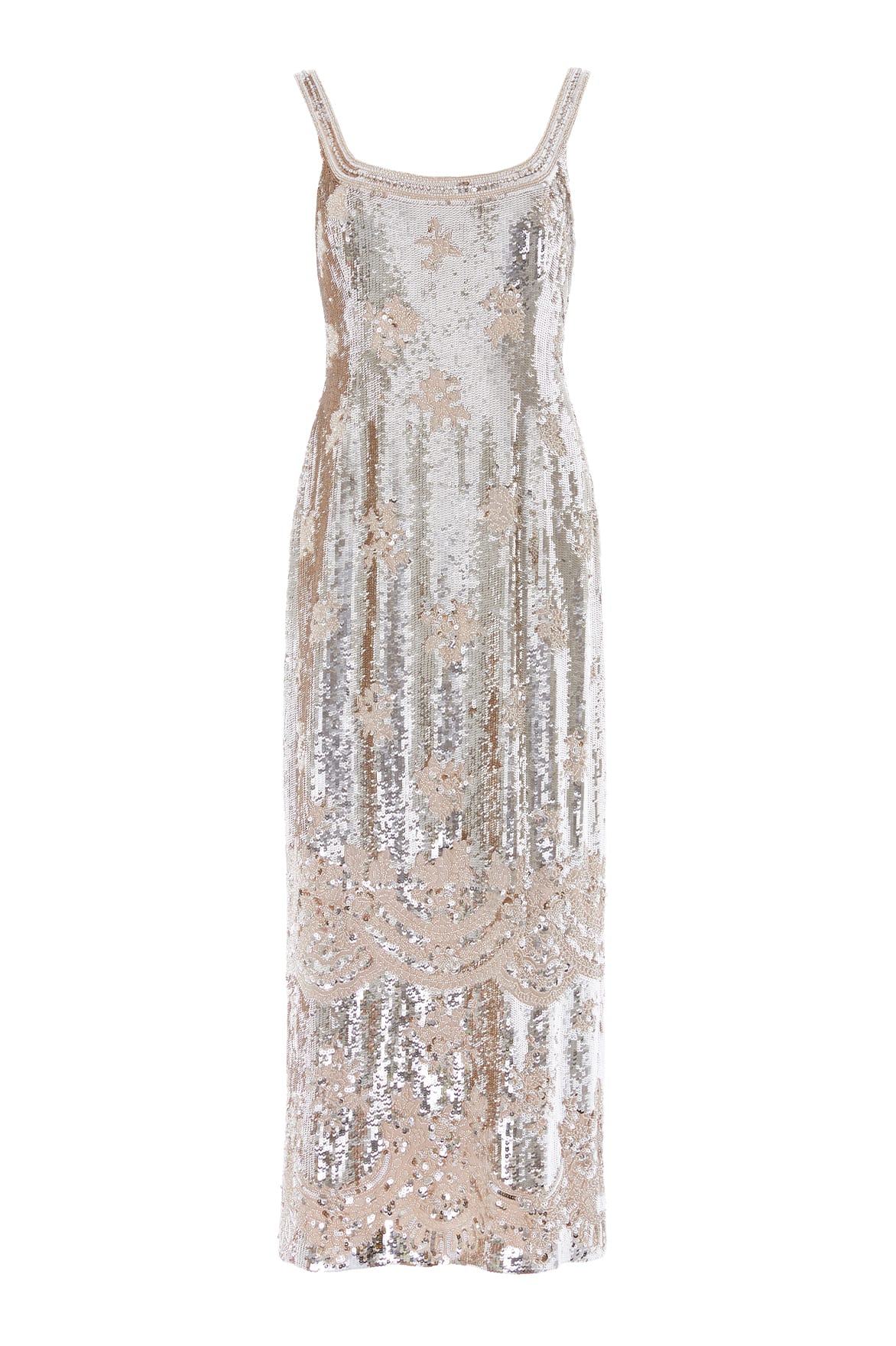 Needle & Thread Luminara Sleeveless Ankle Gown suknia srebrna