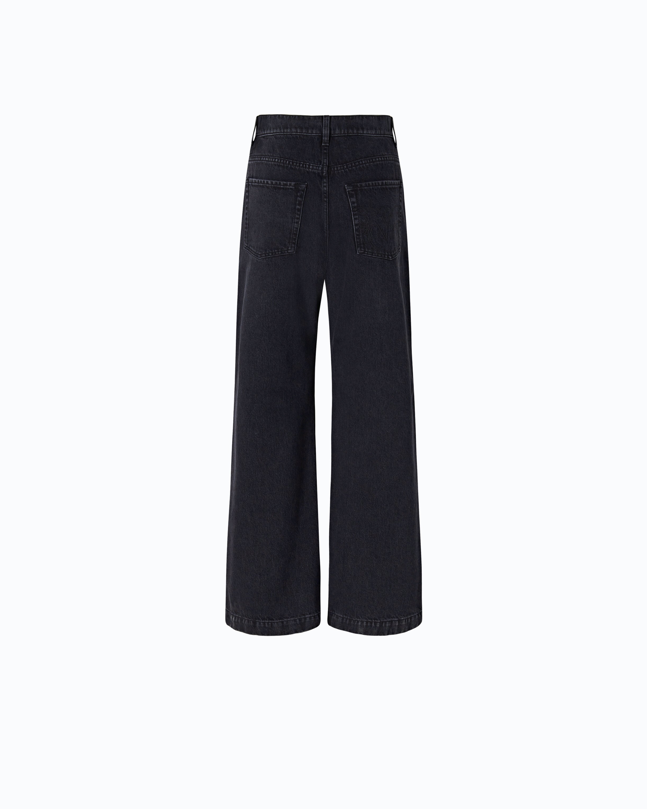 Pinko Wanda Waist Down Wide Leg jeansy czarne wide leg
