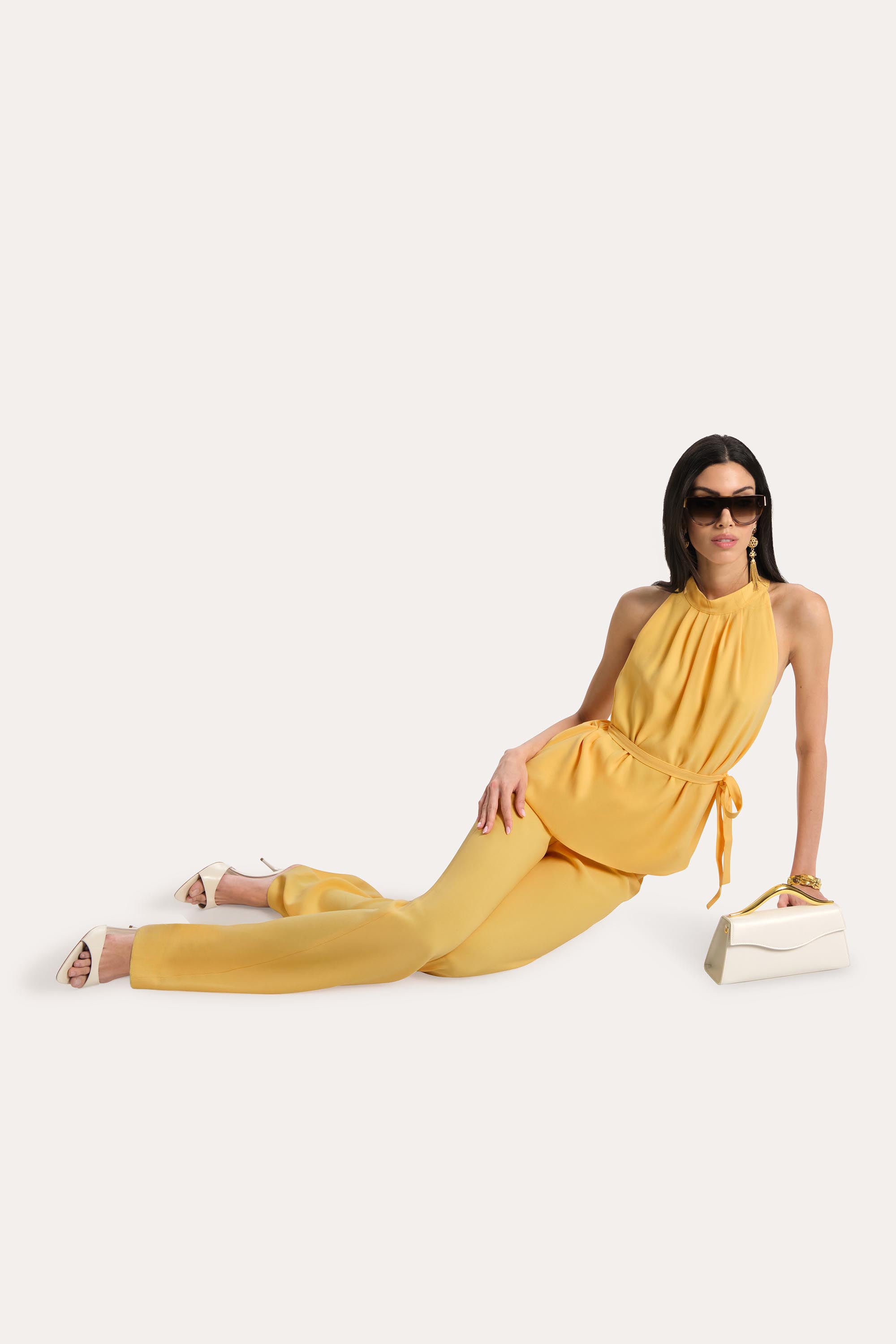 Elie Tahari Olivia E6087206 spodnie Lemon Silk krepa